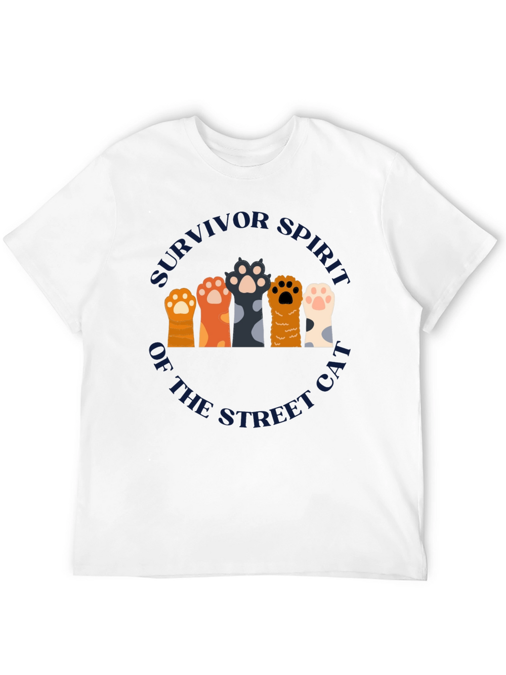 Survivor Spirit Cat Paw Print Graphic T-Shirt