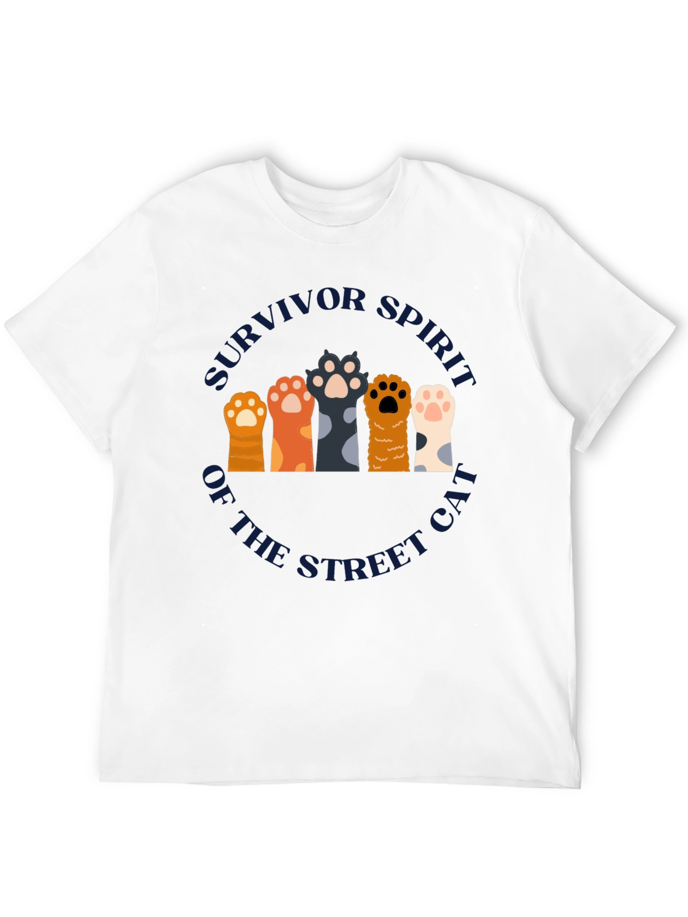 Survivor Spirit Cat Paw Print Graphic T-Shirt