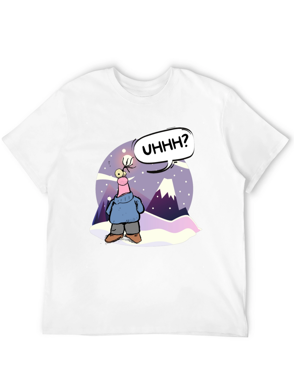 Cartoon Character Black T-Shirt - UHHH? Design