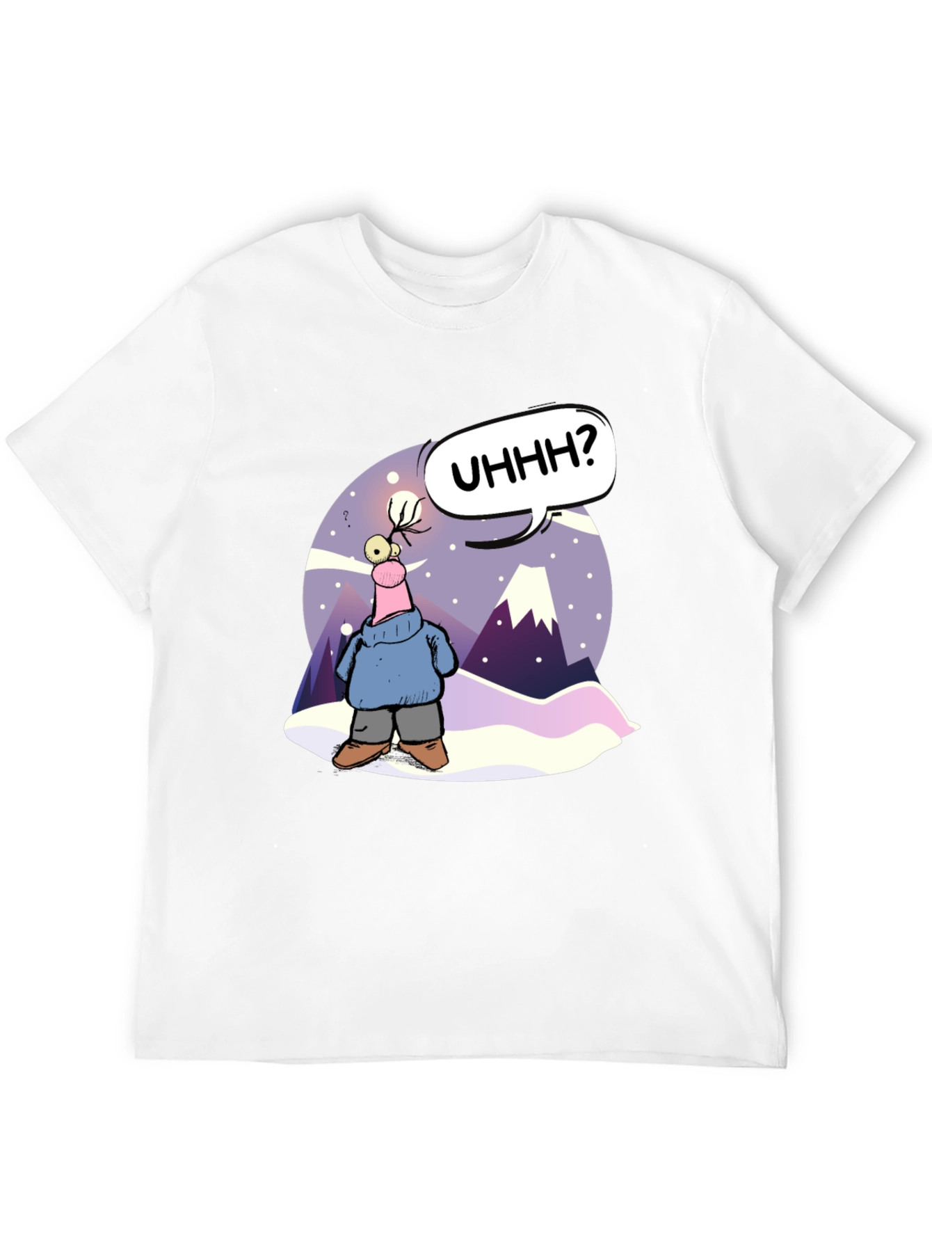 Cartoon Character Black T-Shirt - UHHH? Design