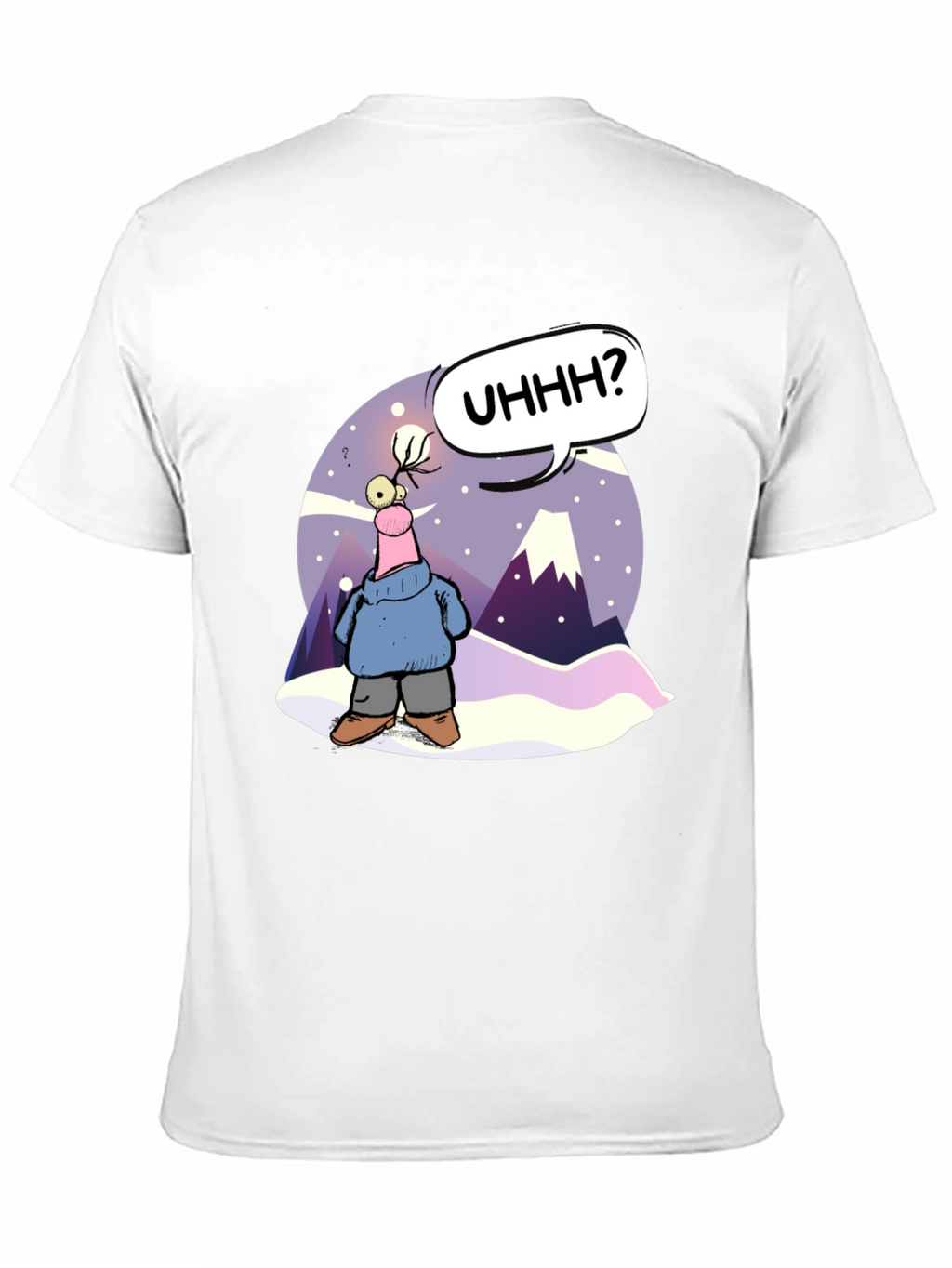 Cartoon Character Black T-Shirt - UHHH? Design