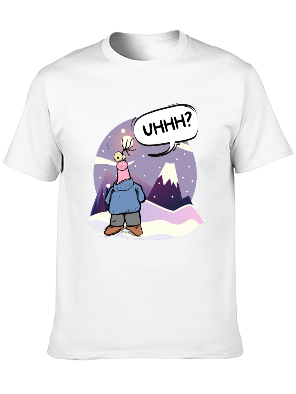 Cartoon Character Black T-Shirt - UHHH? Design
