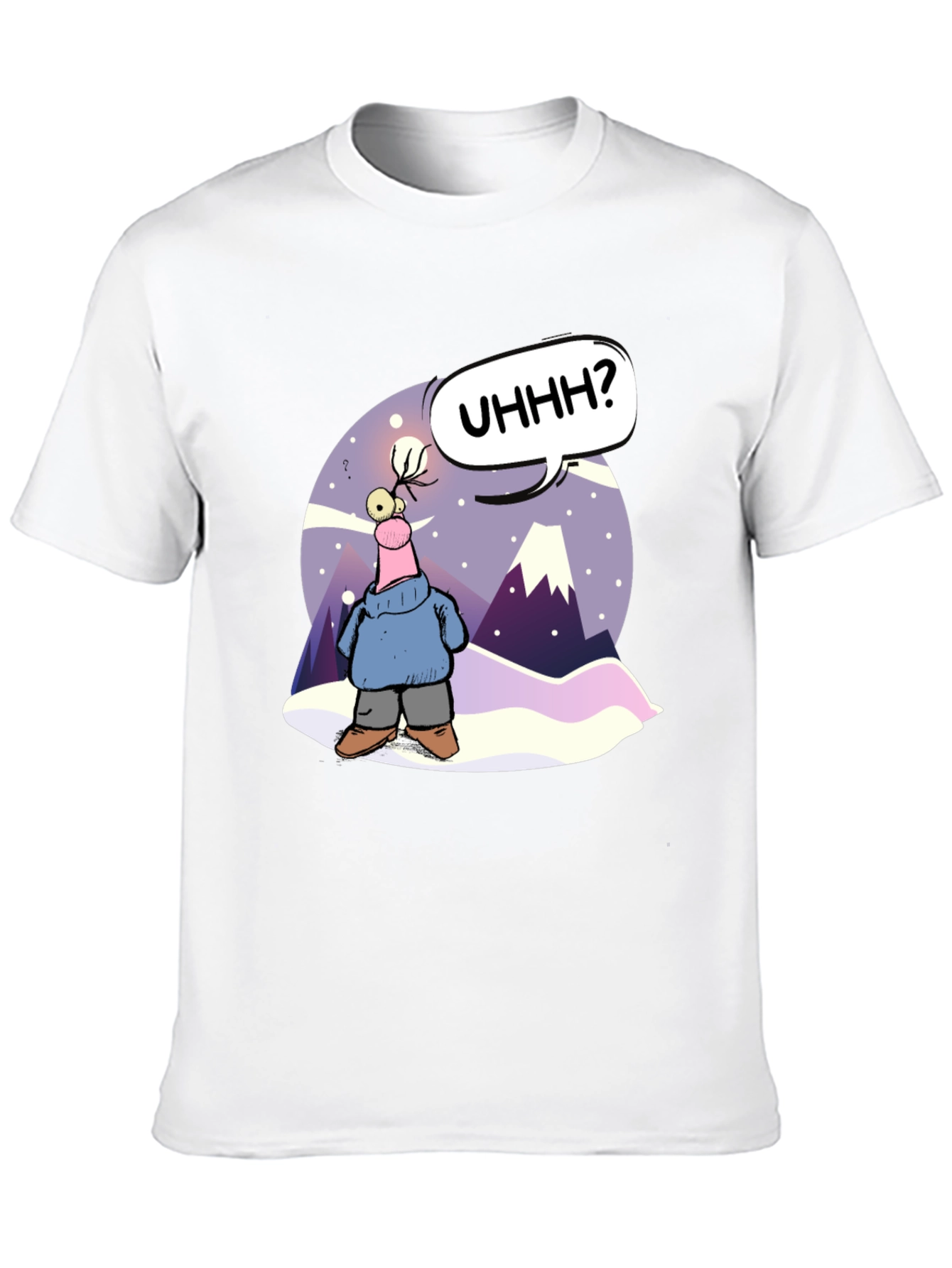 Cartoon Character Black T-Shirt - UHHH? Design