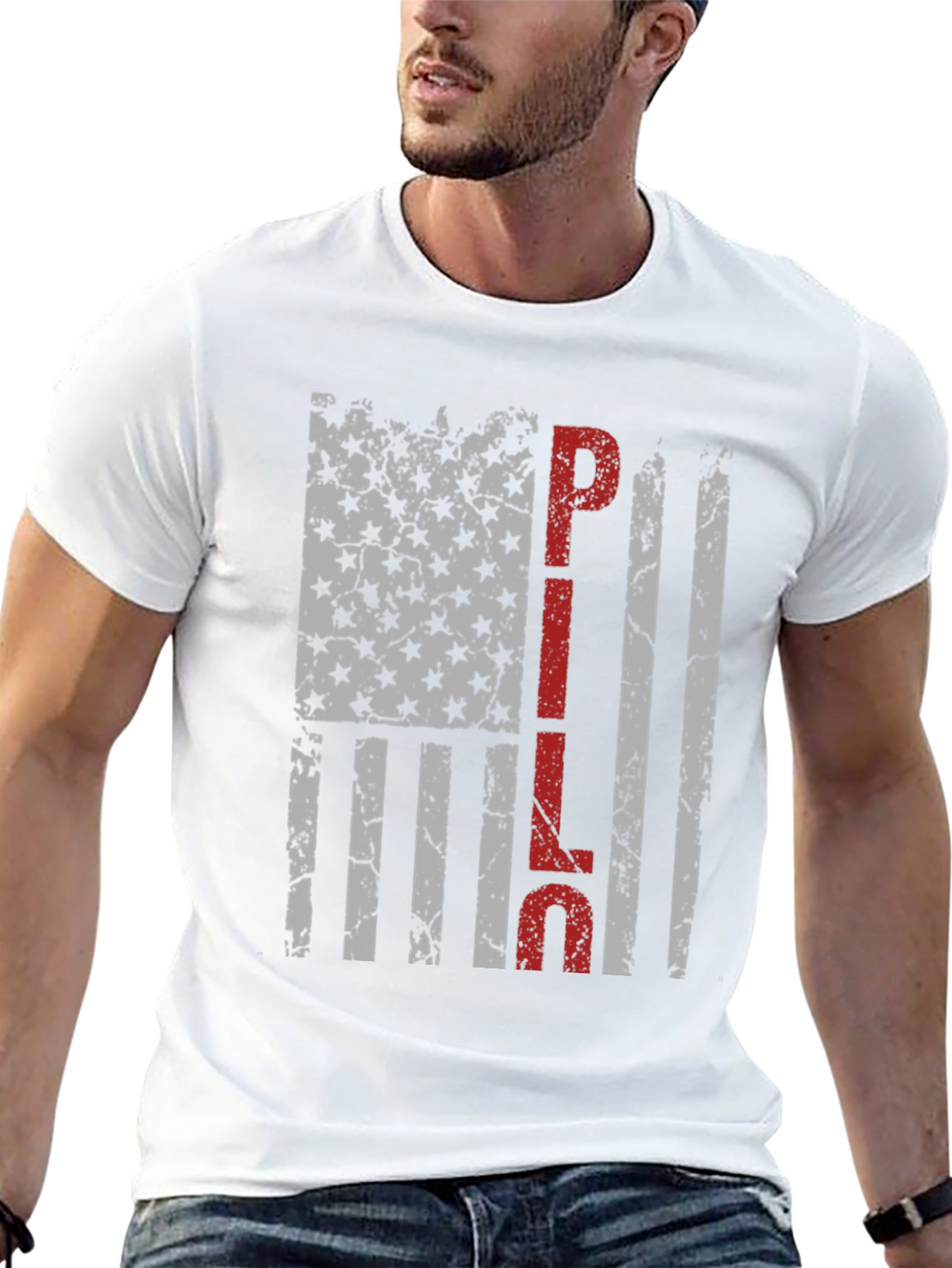 PILOT American Flag Distressed T-Shirt