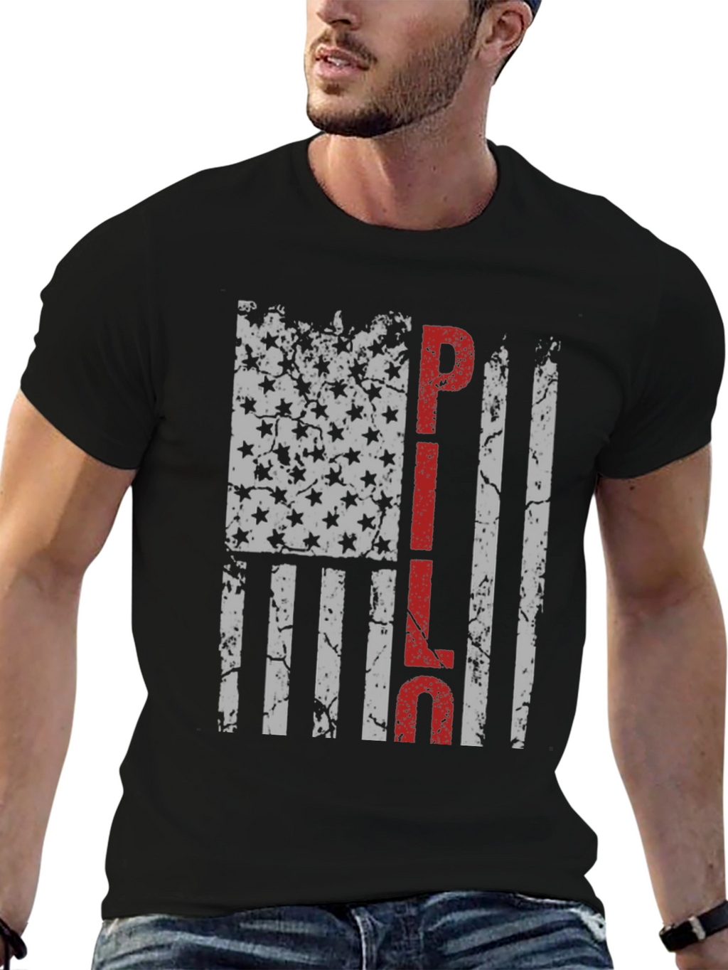 PILOT American Flag Distressed T-Shirt