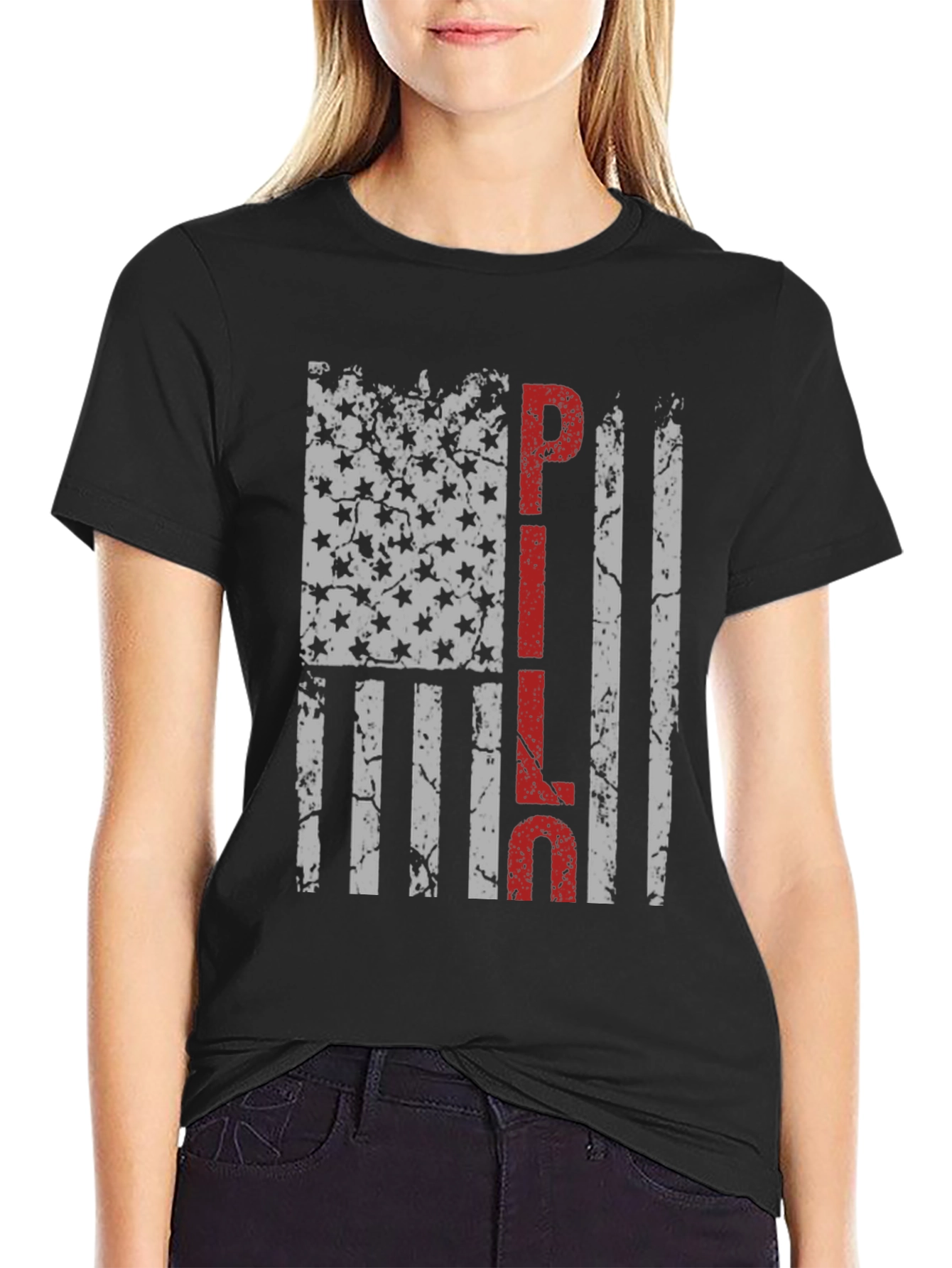 PILOT American Flag Distressed T-Shirt