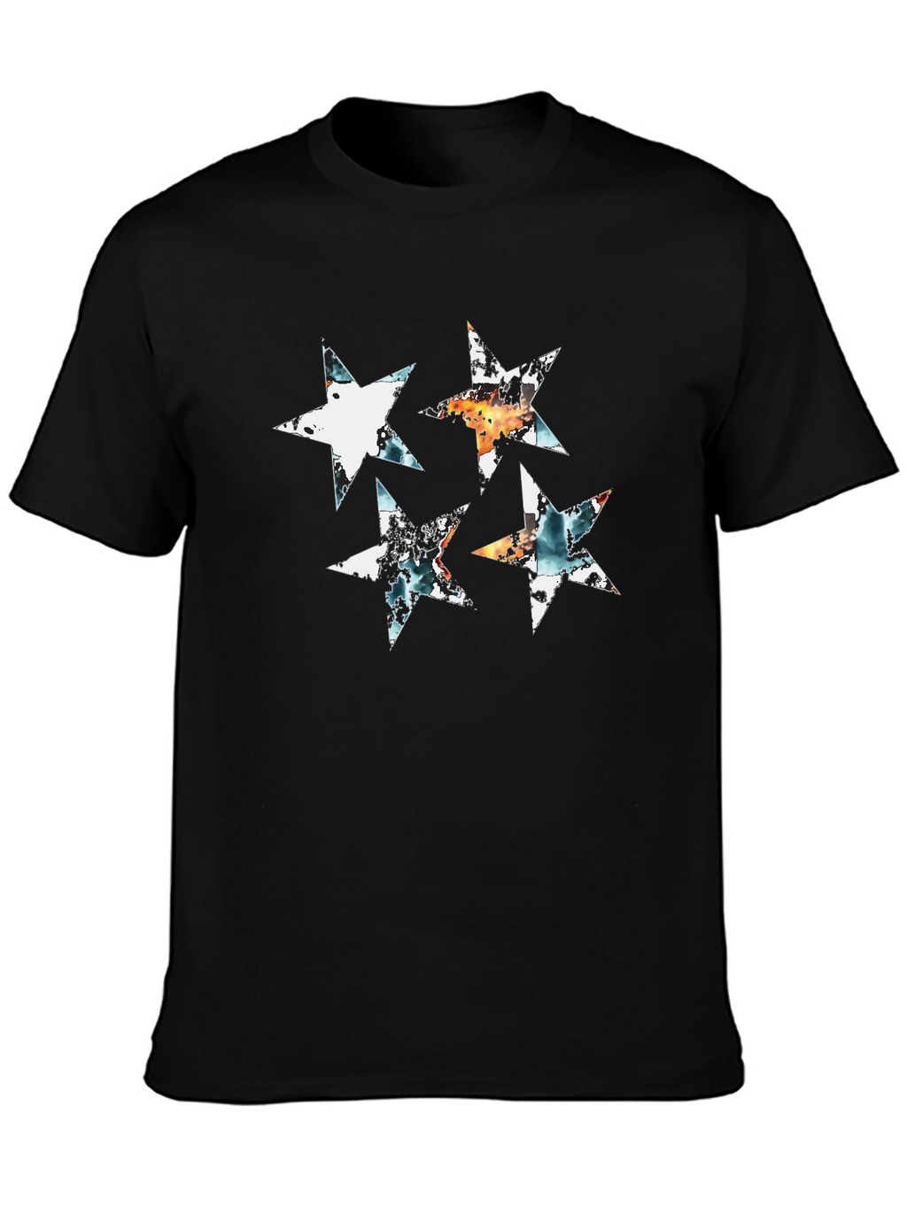 Abstract Star Graphic Black Tee