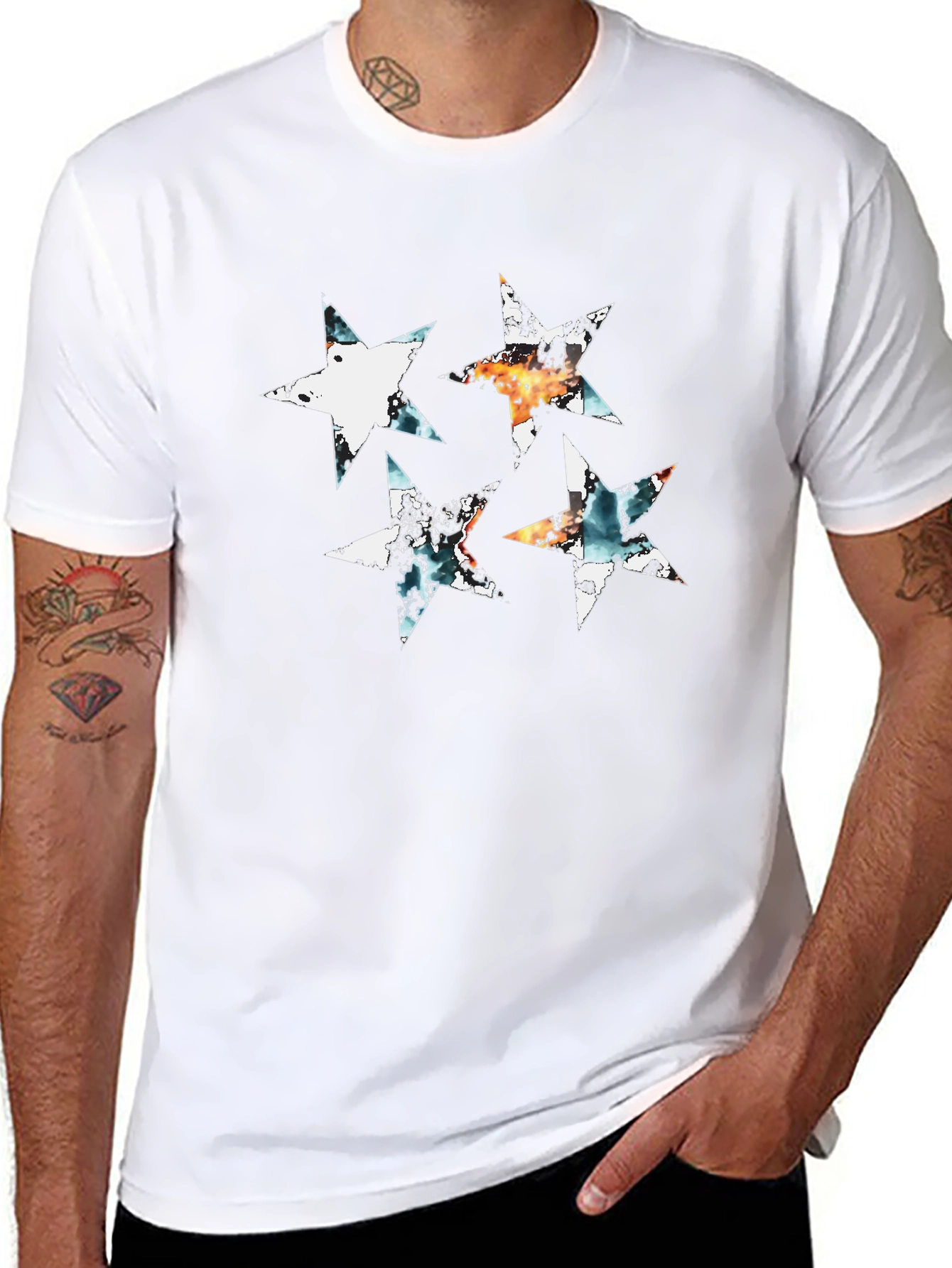 Abstract Star Graphic Black Tee