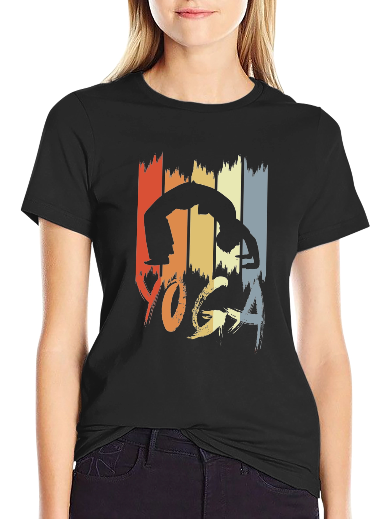 Retro Yoga Pose Graphic Tee - Unisex
