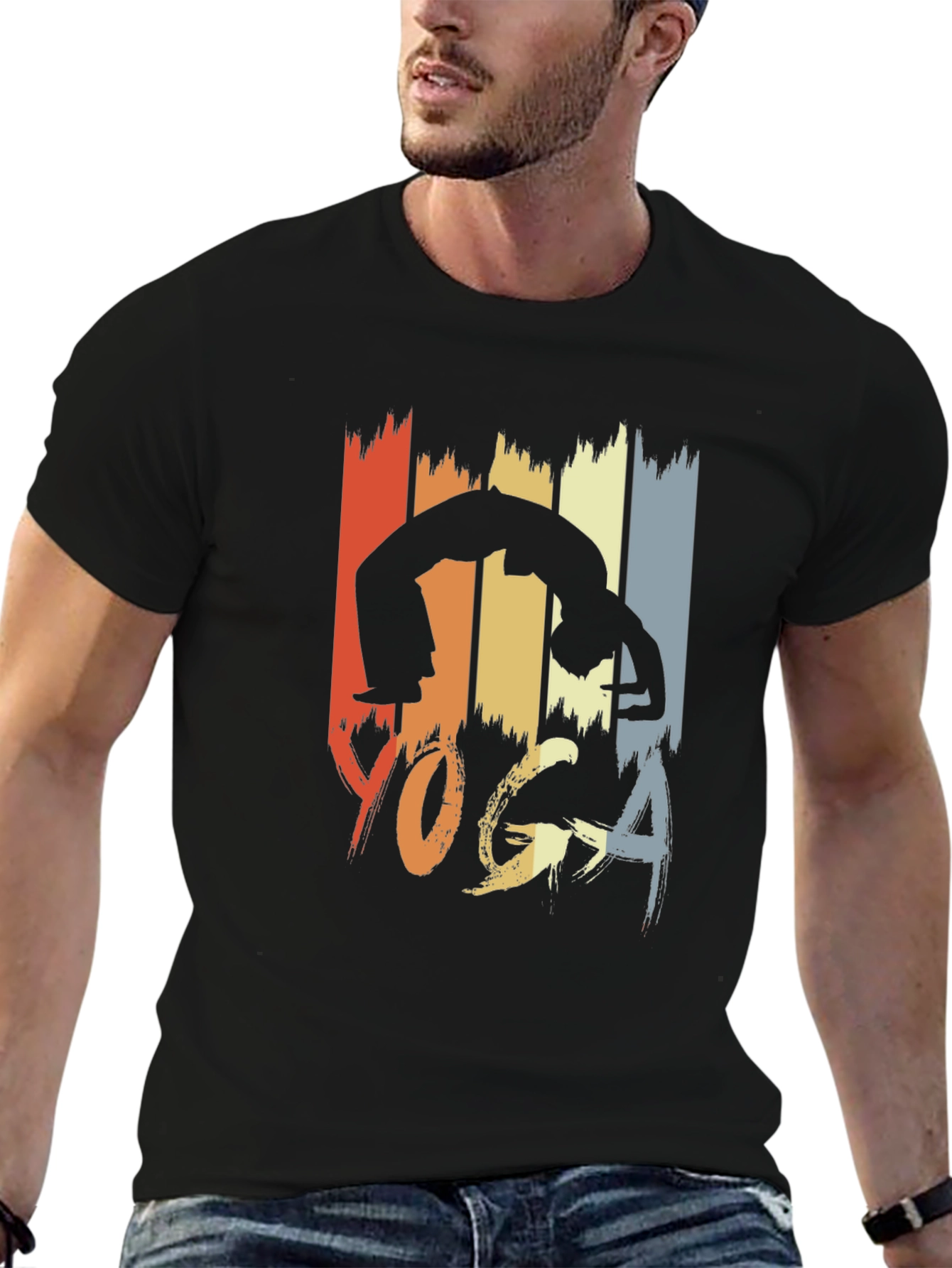 Retro Yoga Pose Graphic Tee - Unisex