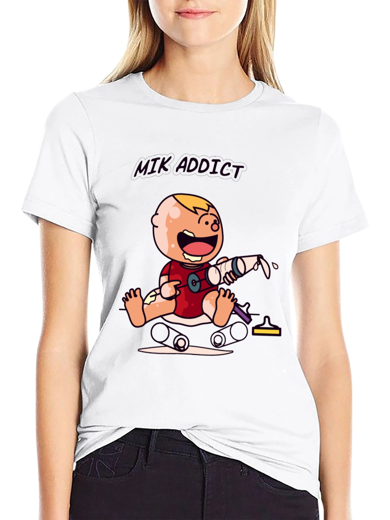 Milk Addict Baby Cartoon T-Shirt