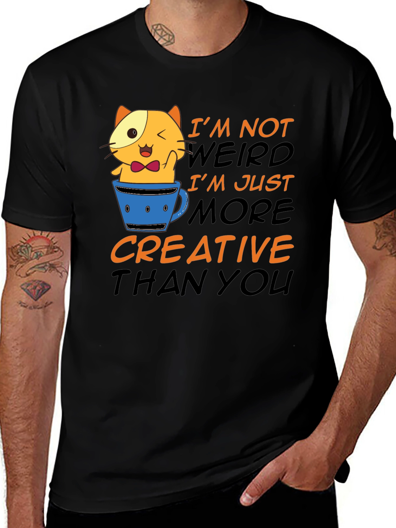 Creative Cat T-Shirt - Funny Graphic Tee