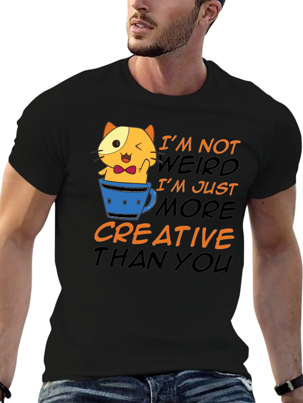 Creative Cat T-Shirt - Funny Graphic Tee
