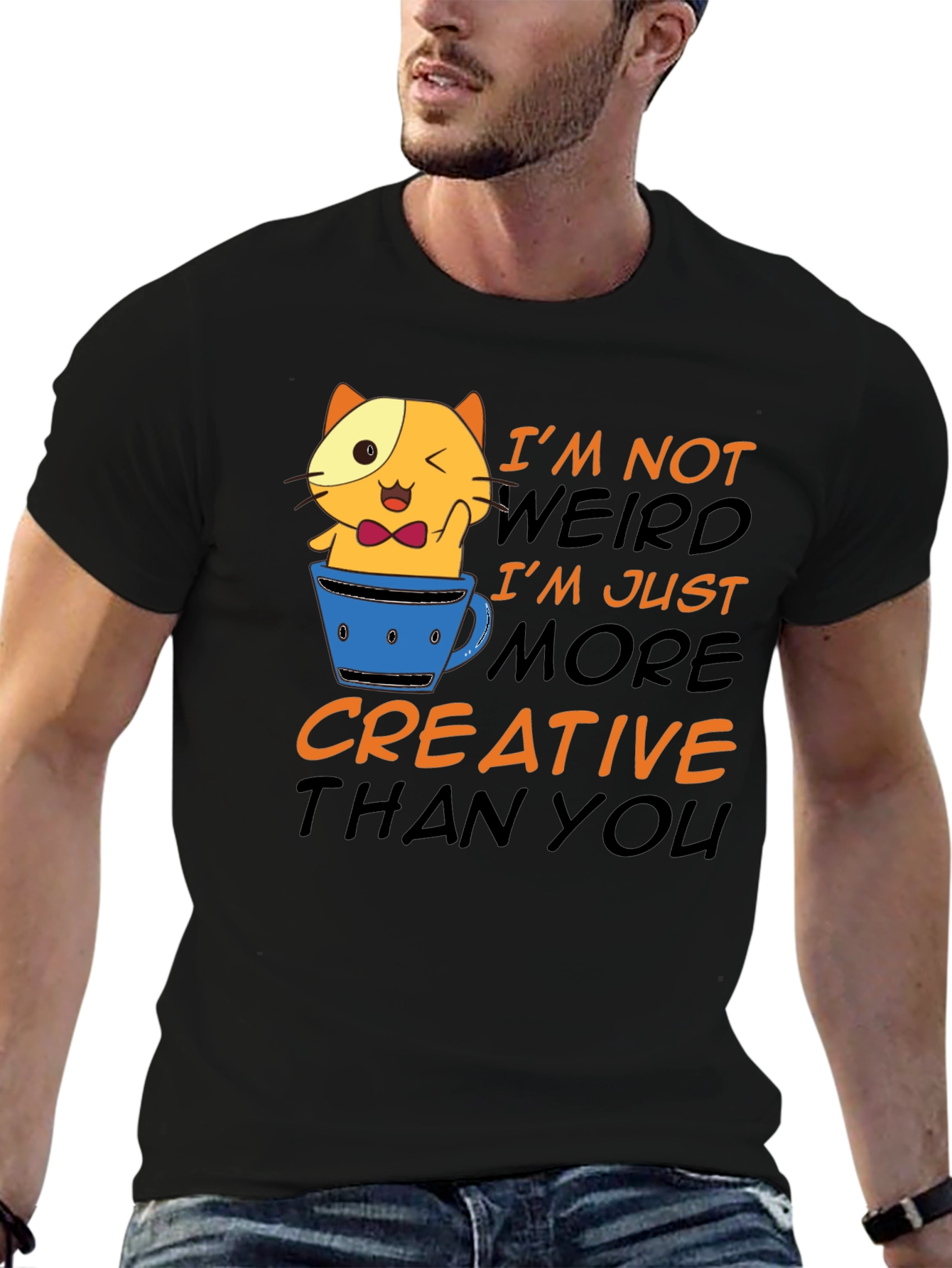 Creative Cat T-Shirt - Funny Graphic Tee
