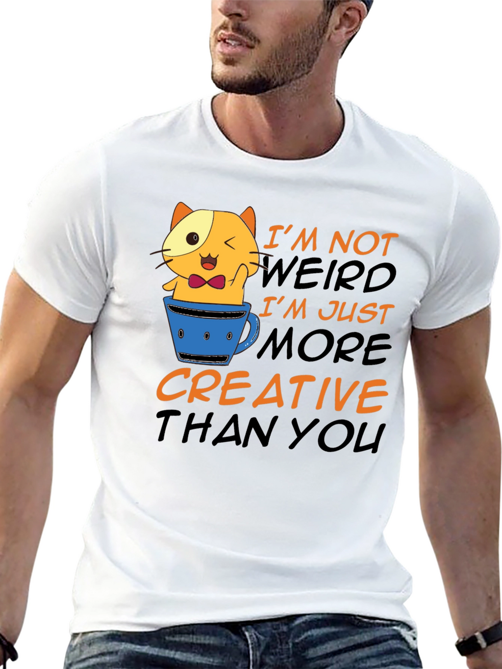 Creative Cat T-Shirt - Funny Graphic Tee