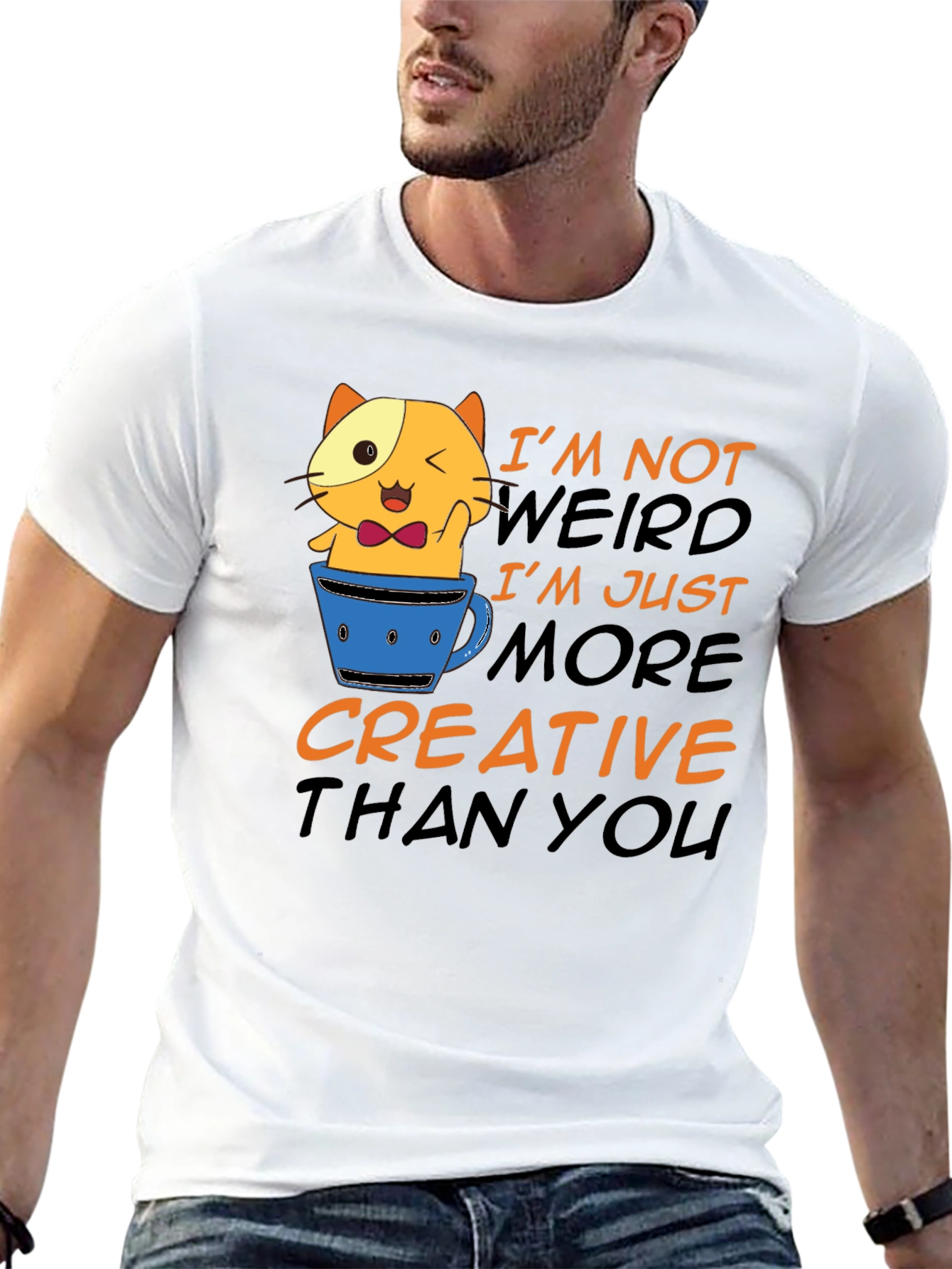 Creative Cat T-Shirt - Funny Graphic Tee
