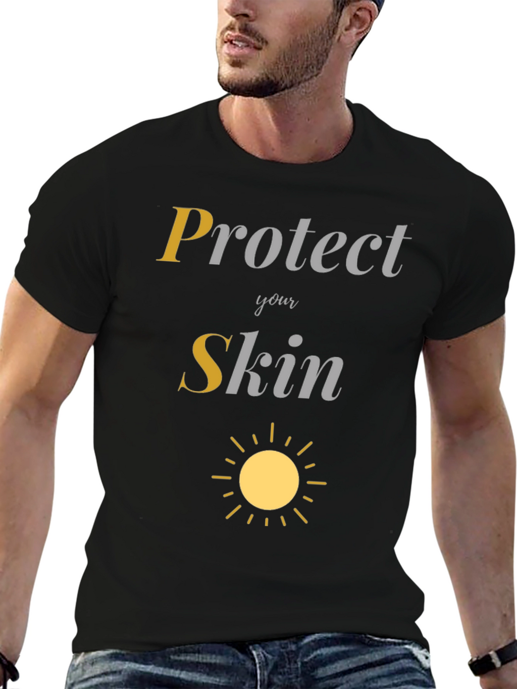 Protect Your Skin Sun Graphic Tee - Black
