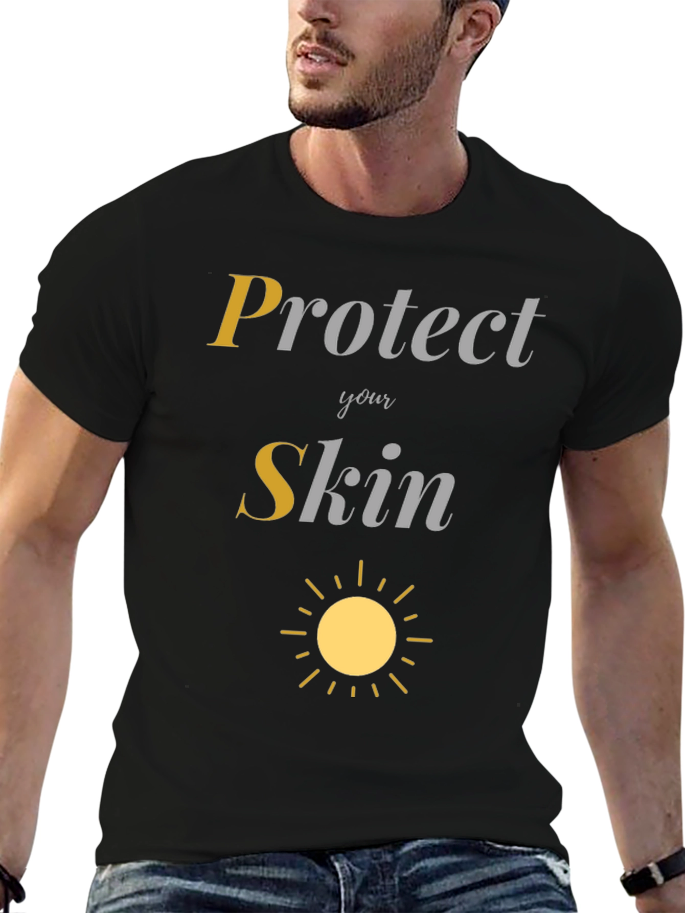 Protect Your Skin Sun Graphic Tee - Black