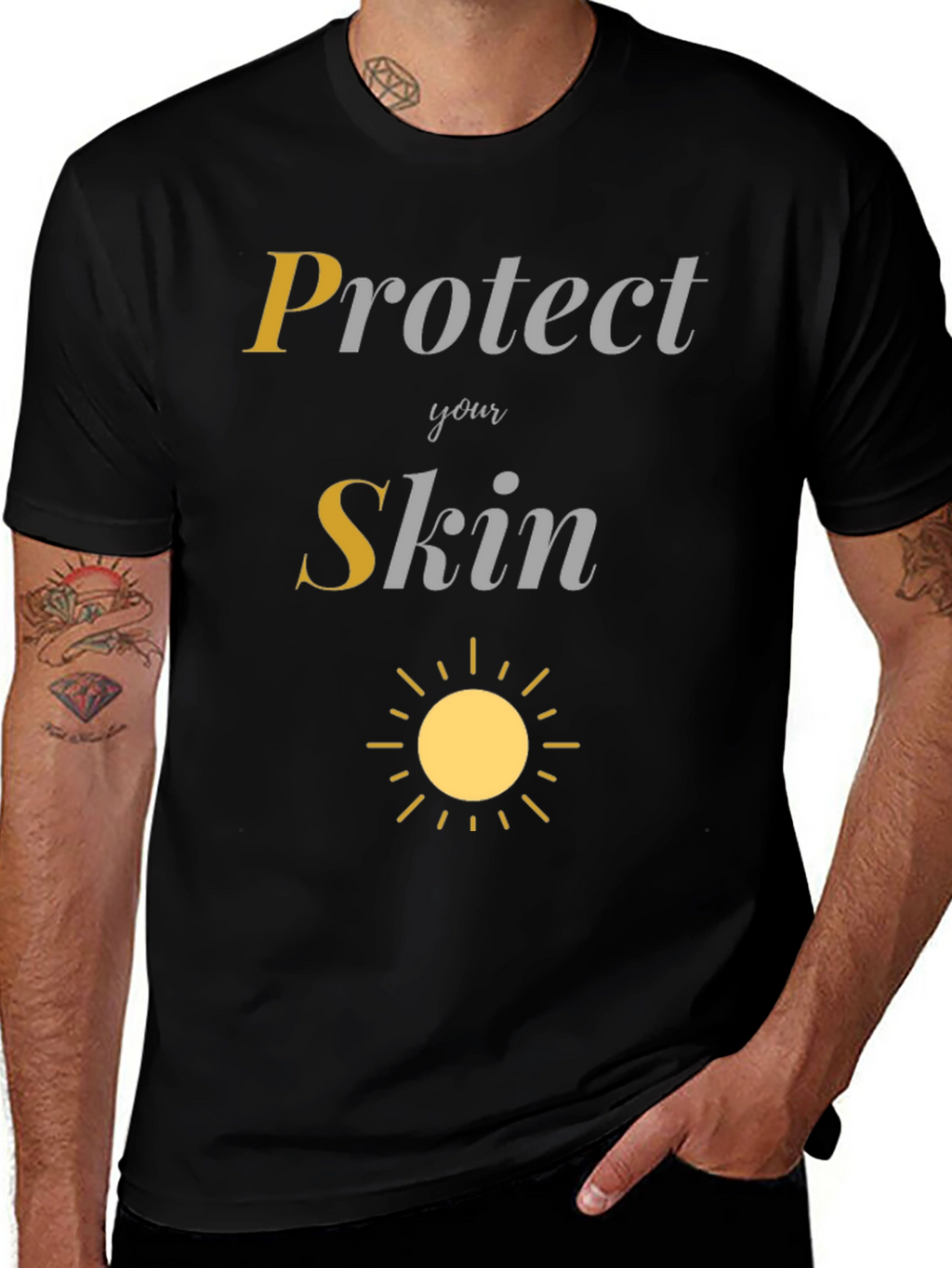 Protect Your Skin Sun Graphic Tee - Black