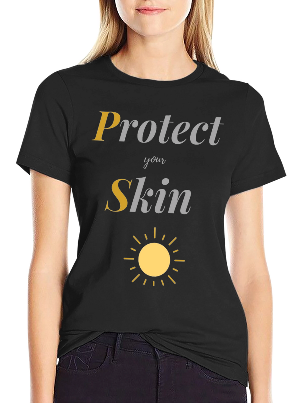 Protect Your Skin Sun Graphic Tee - Black