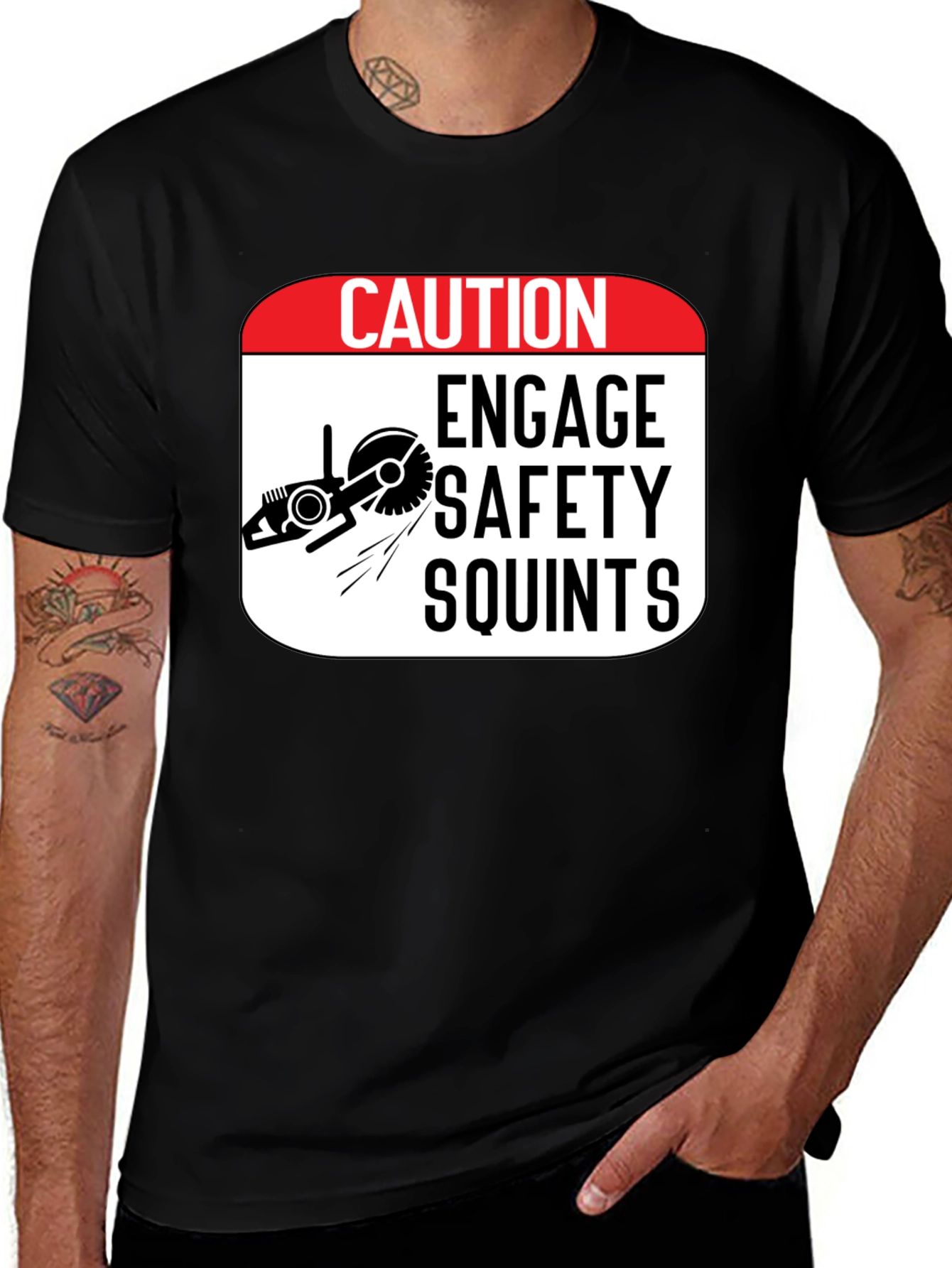 Caution Engage Safety Squints Graphic T-Shirt