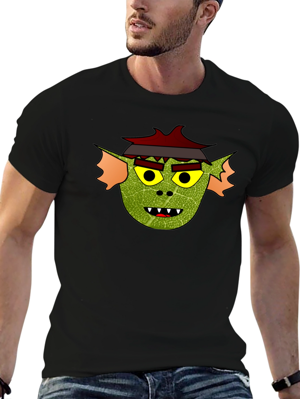 Yokai Face Graphic Tee - Soft Black Cotton