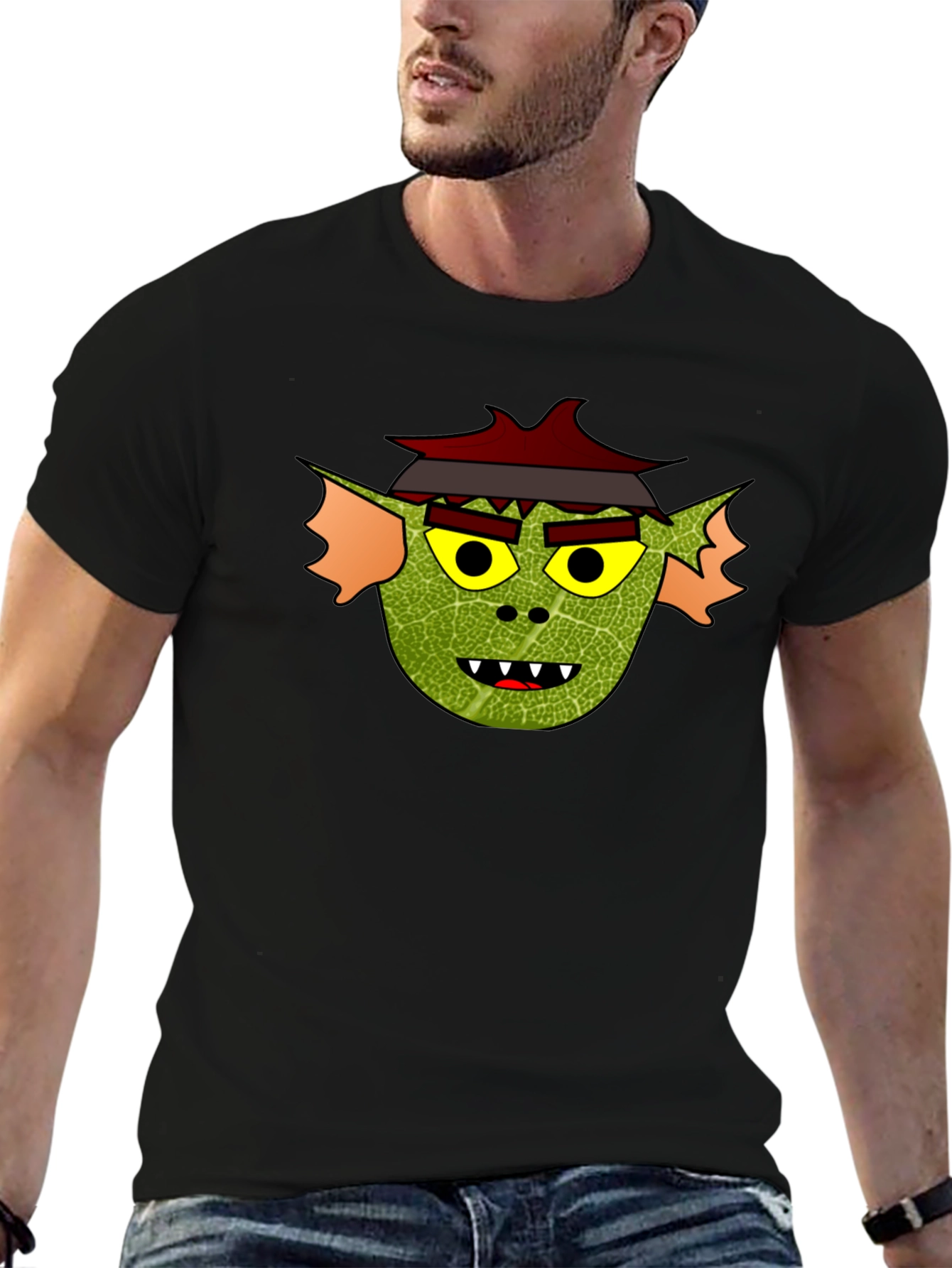 Yokai Face Graphic Tee - Soft Black Cotton