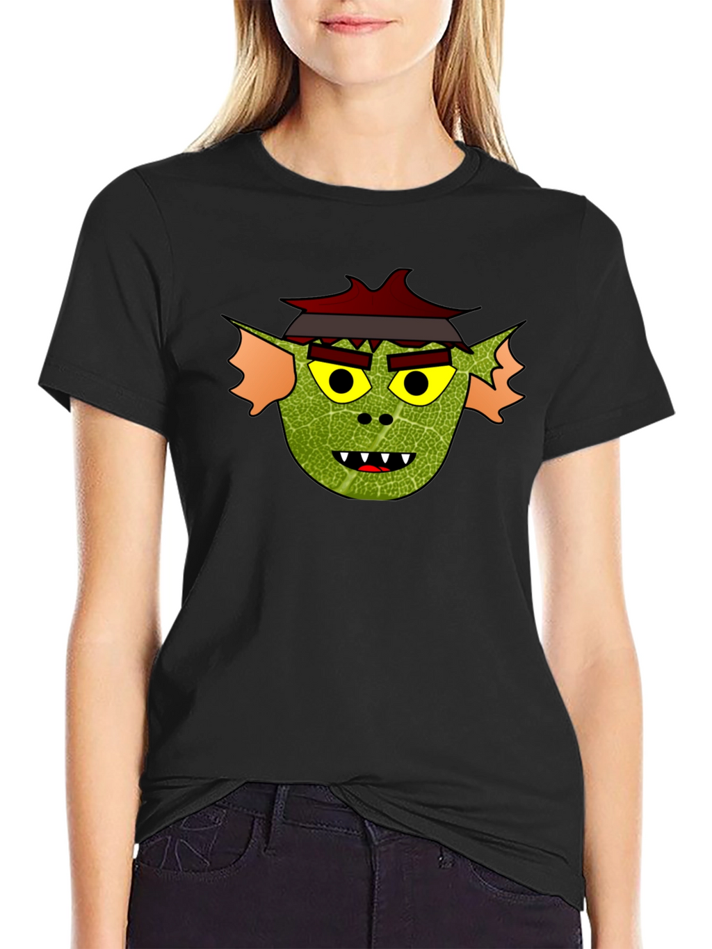 Yokai Face Graphic Tee - Soft Black Cotton