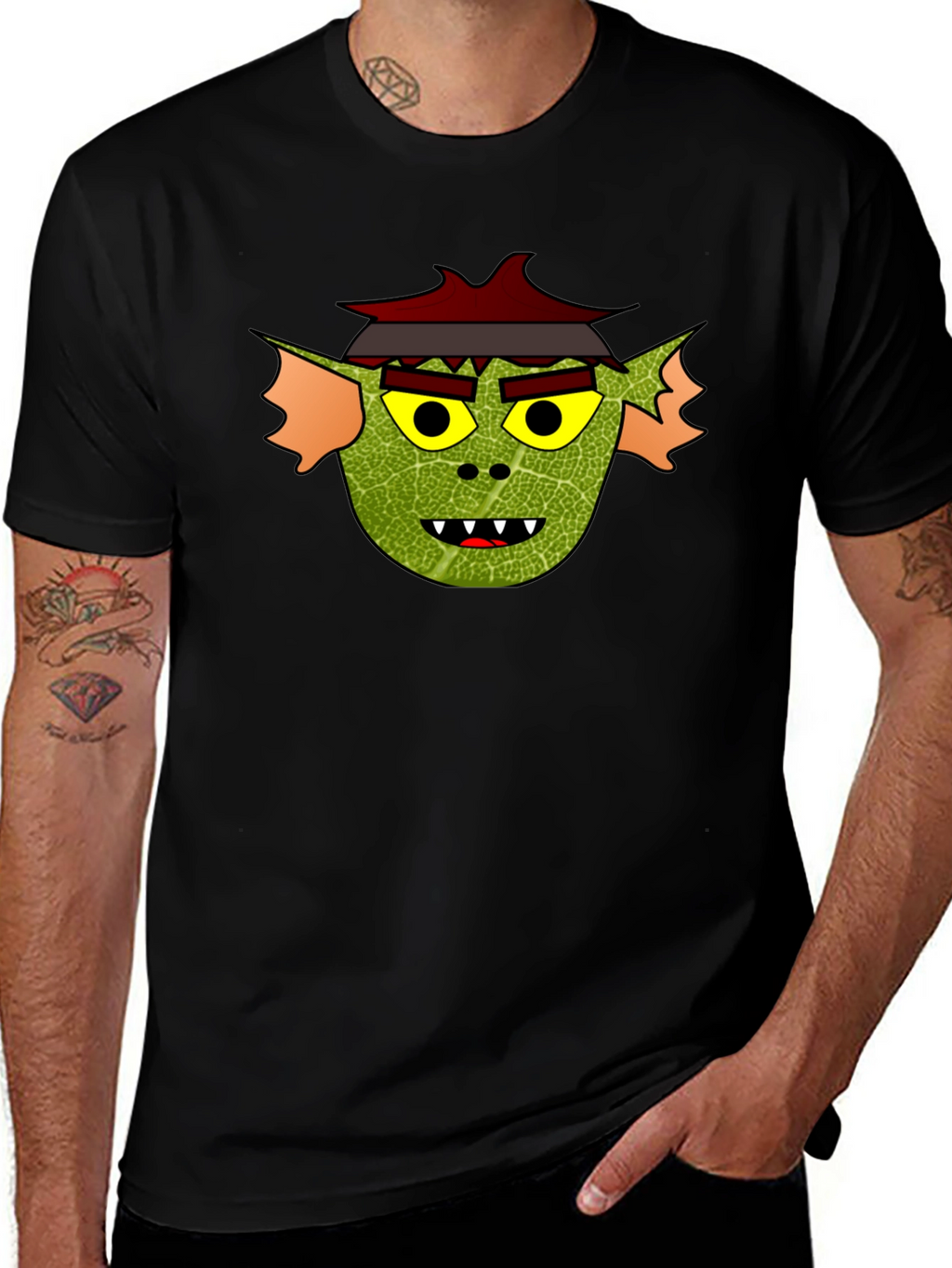 Yokai Face Graphic Tee - Soft Black Cotton