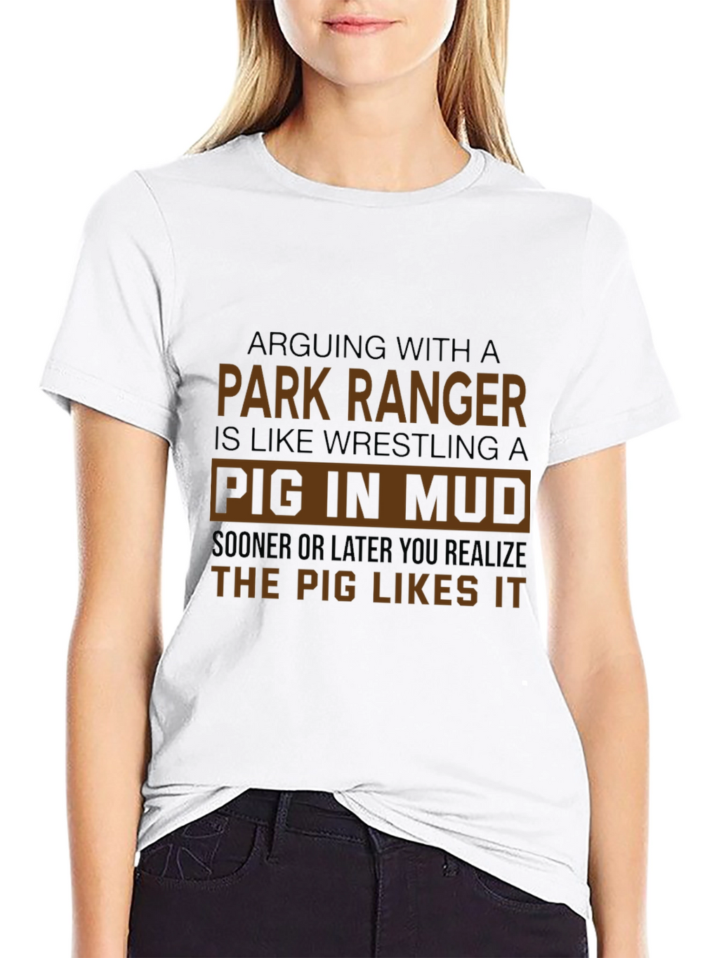 Park Ranger Pig in Mud Graphic Tee