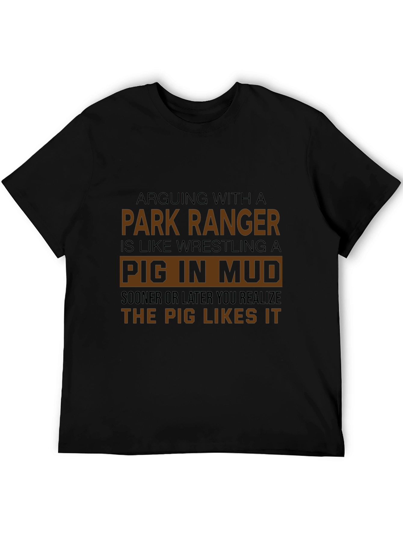 Park Ranger Pig in Mud Graphic Tee
