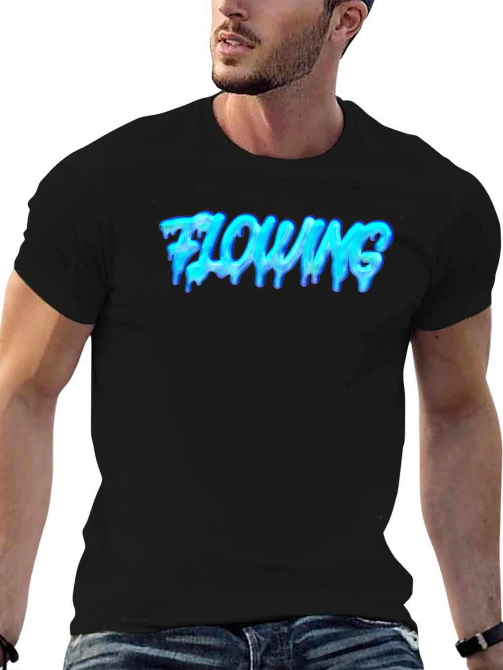 Flowing Graphic Tee - Cool Black T-Shirt