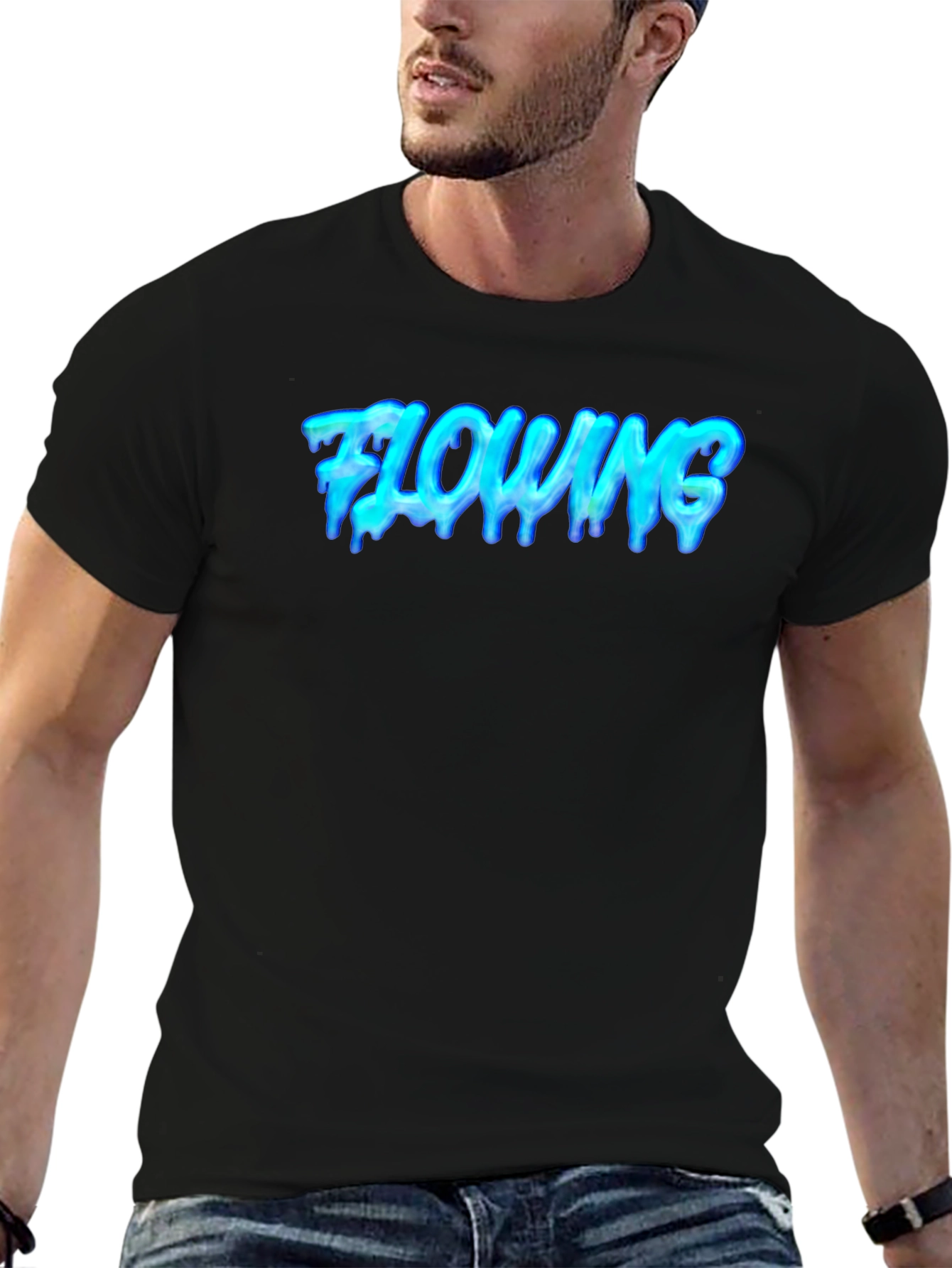 Flowing Graphic Tee - Cool Black T-Shirt