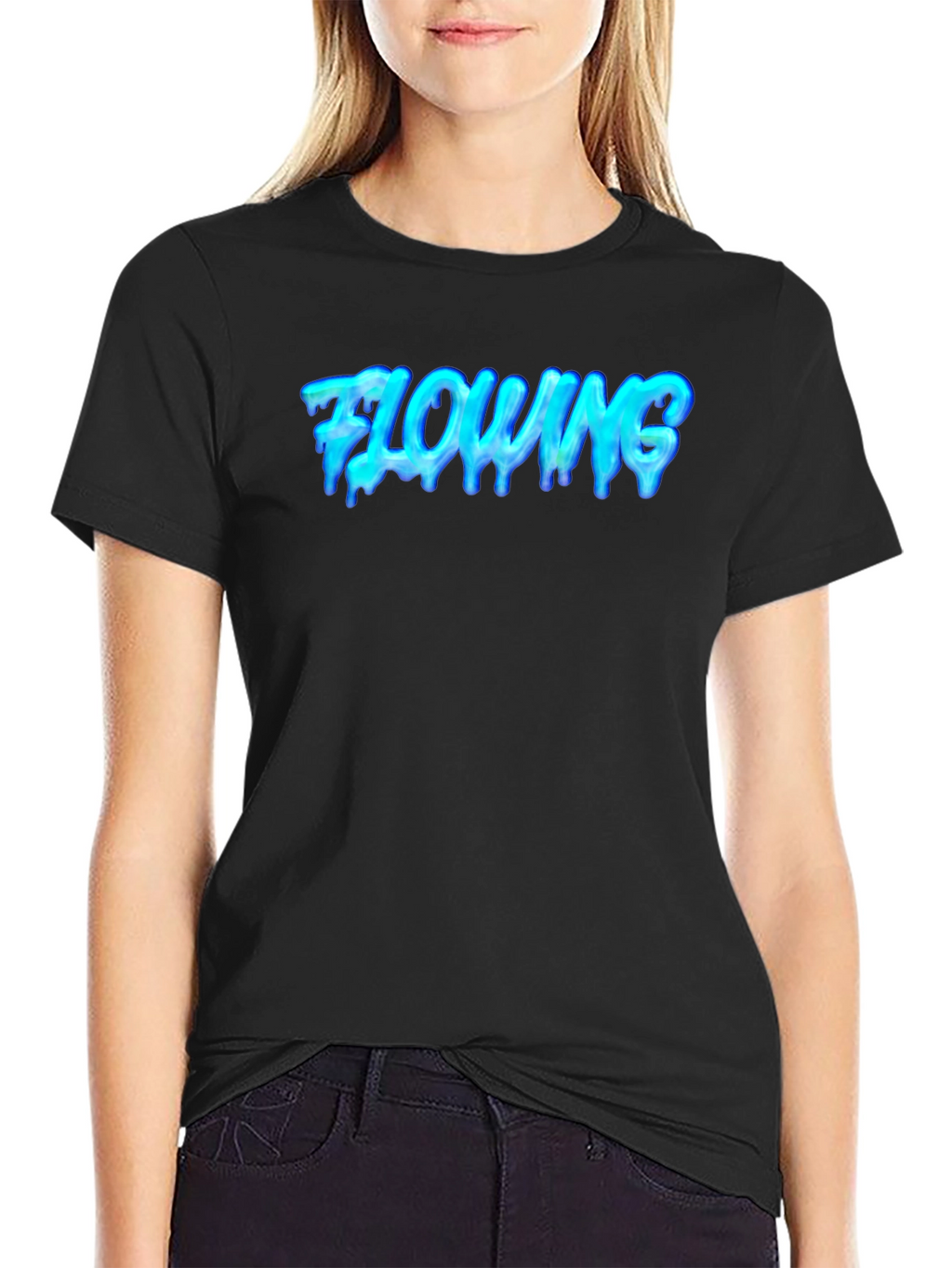 Flowing Graphic Tee - Cool Black T-Shirt