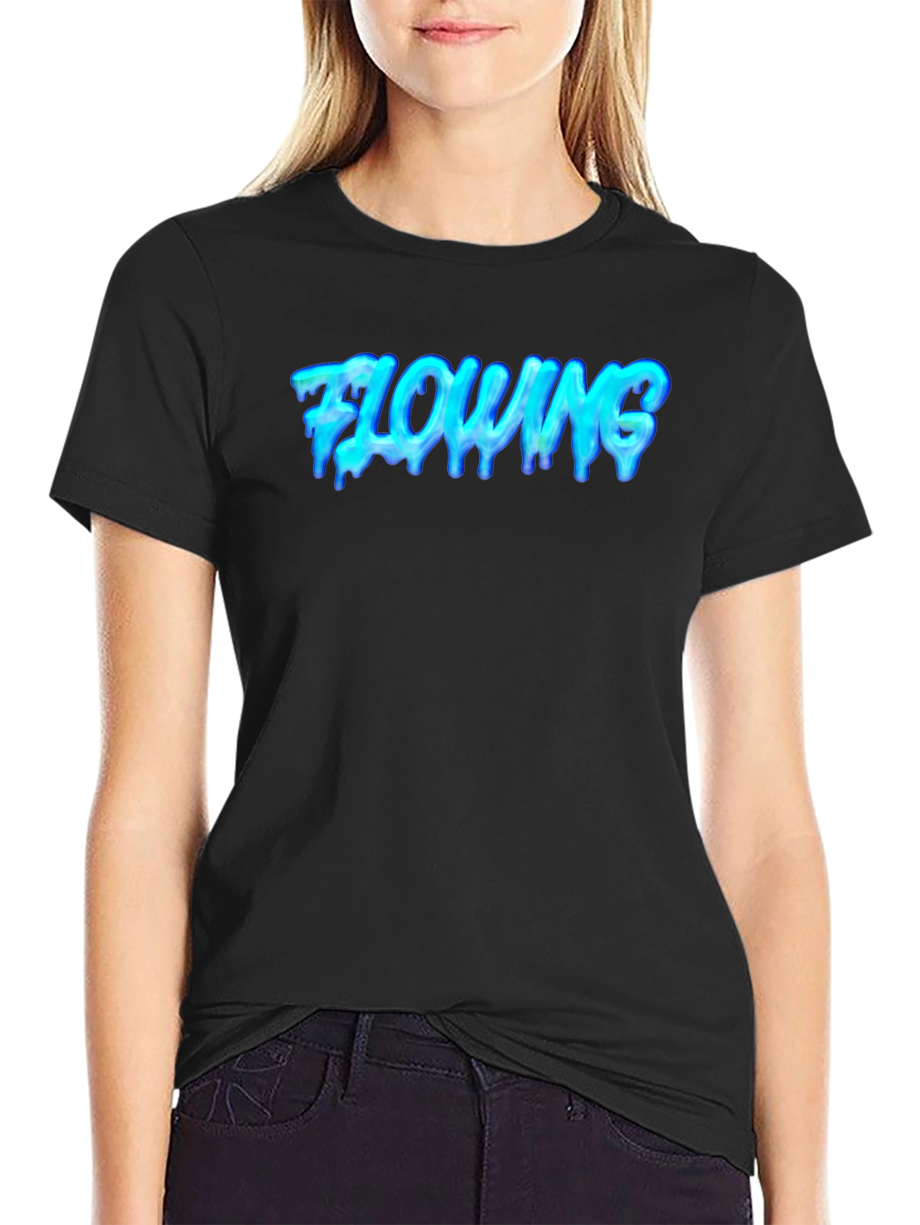 Flowing Graphic Tee - Cool Black T-Shirt