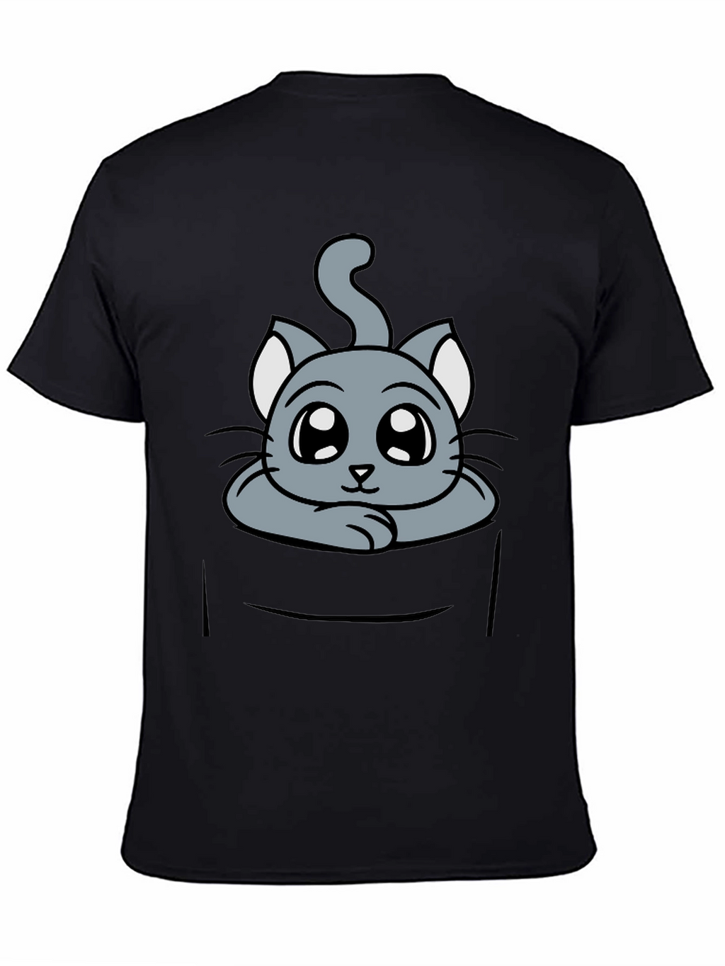 Cute Cat in Pocket Graphic Tee - Soft Cotton
