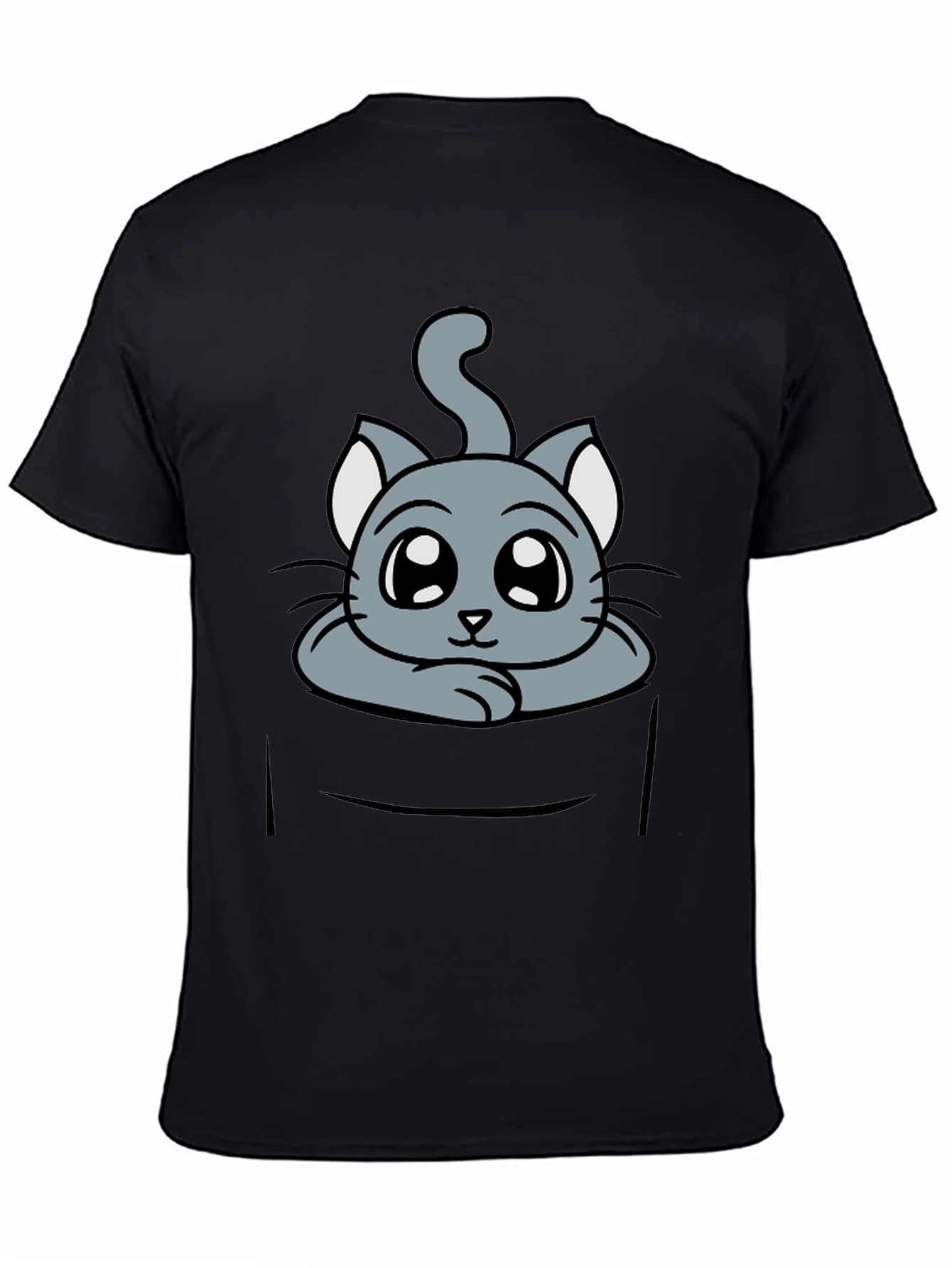Cute Cat in Pocket Graphic Tee - Soft Cotton