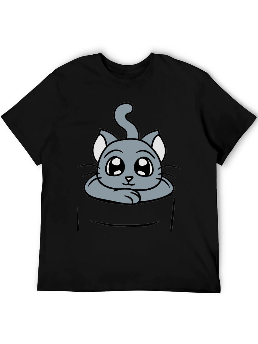Cute Cat in Pocket Graphic Tee - Soft Cotton