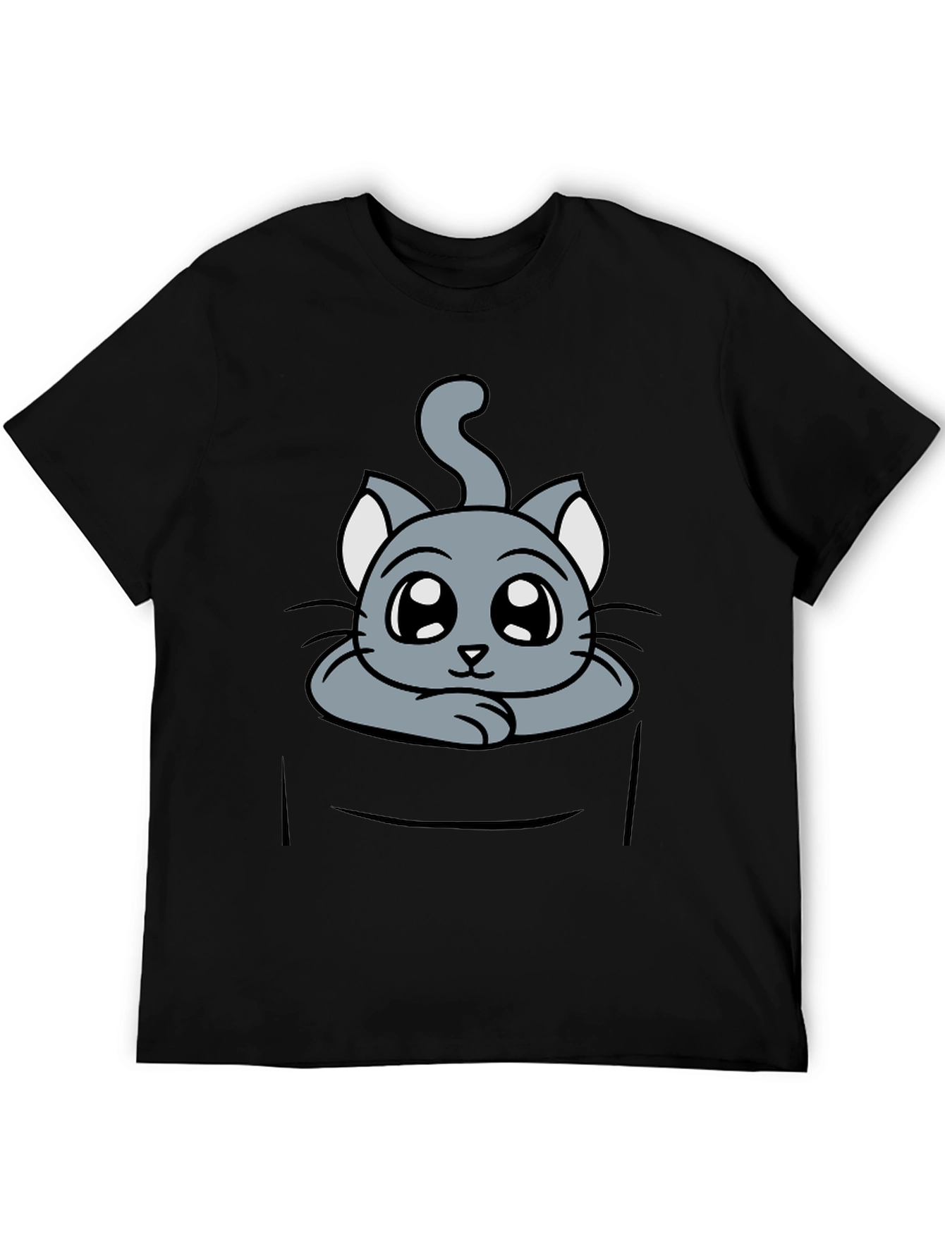 Cute Cat in Pocket Graphic Tee - Soft Cotton