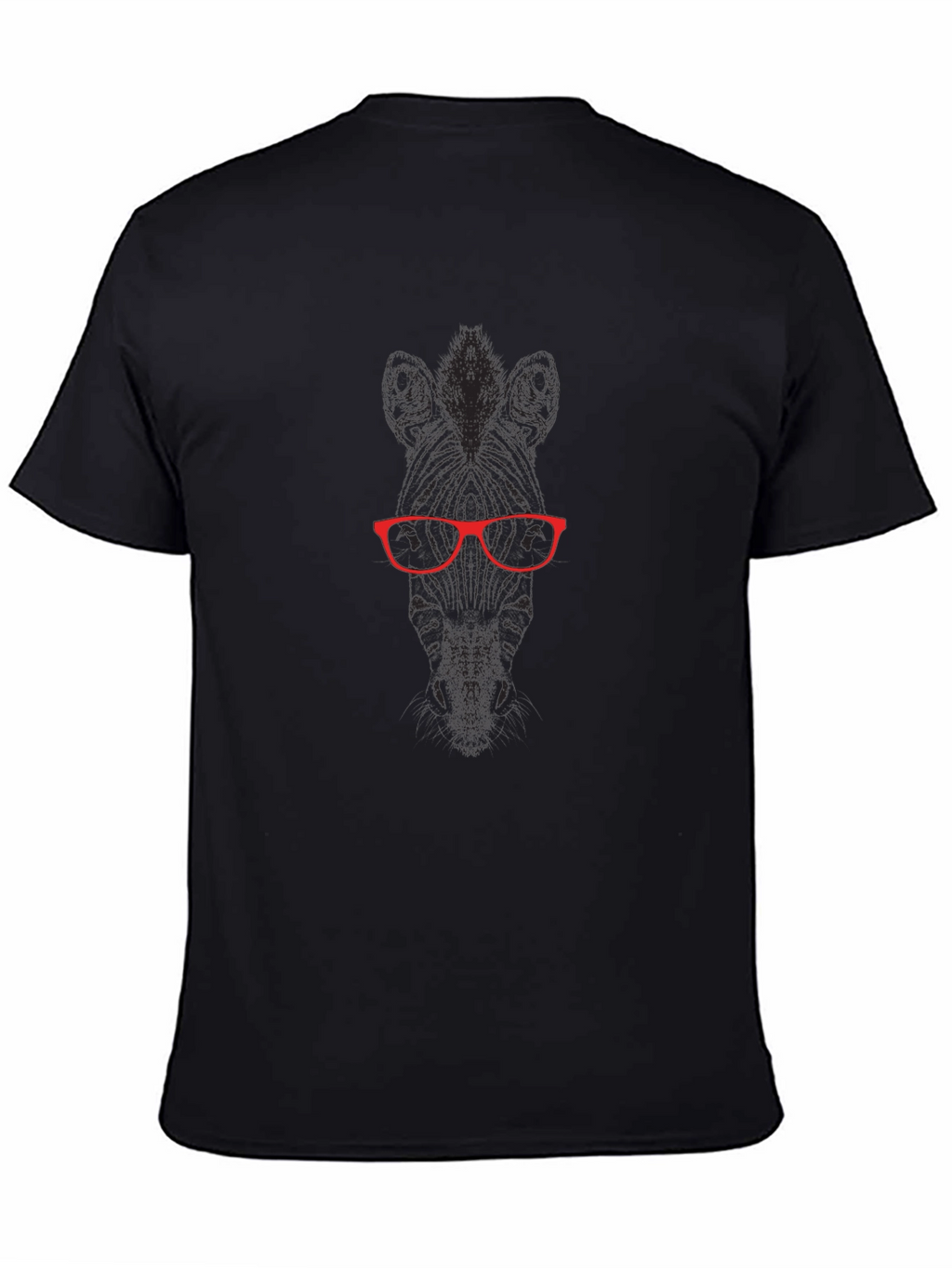 Graphic Tee: Zebra with Red Glasses Black T-Shirt