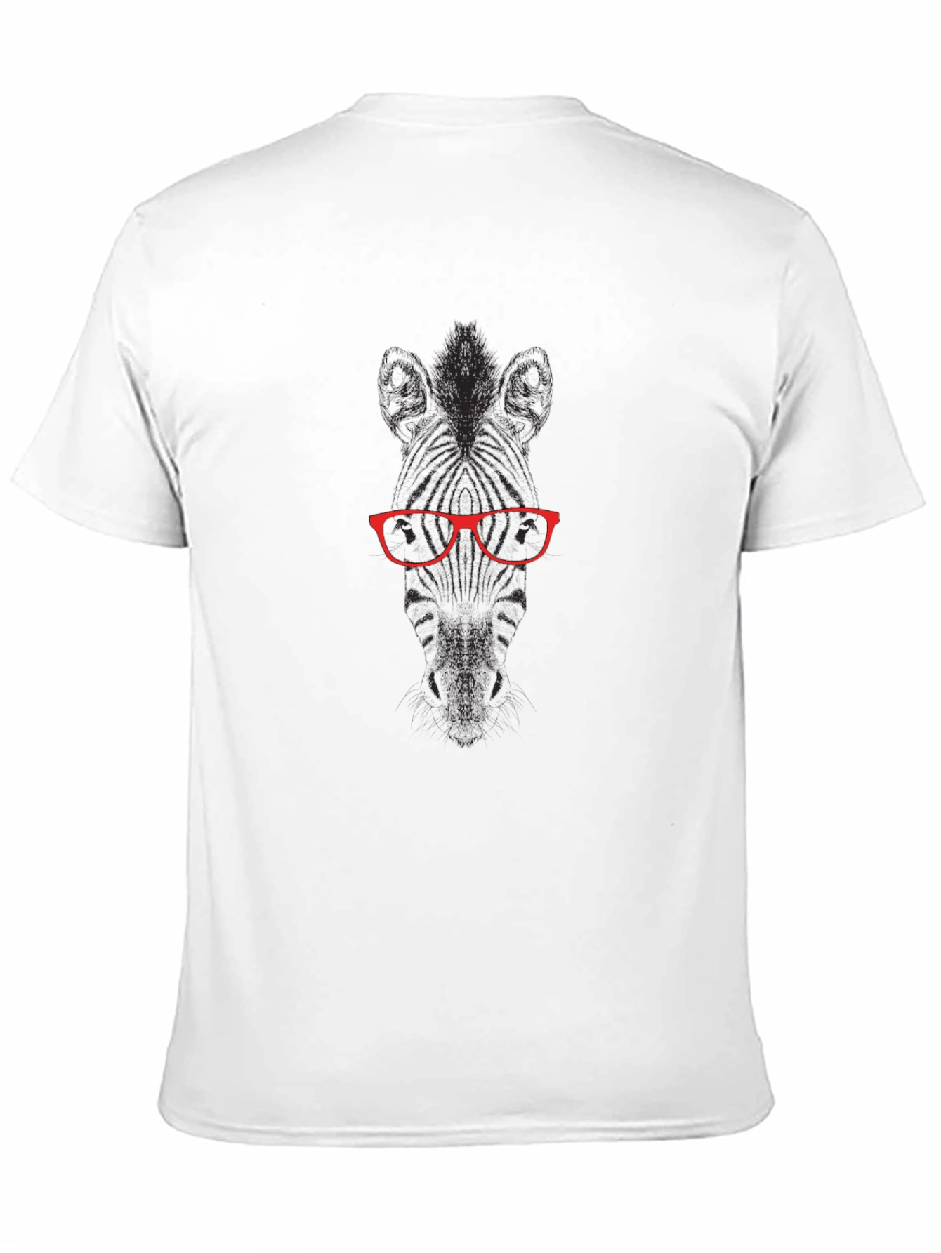 Graphic Tee: Zebra with Red Glasses Black T-Shirt