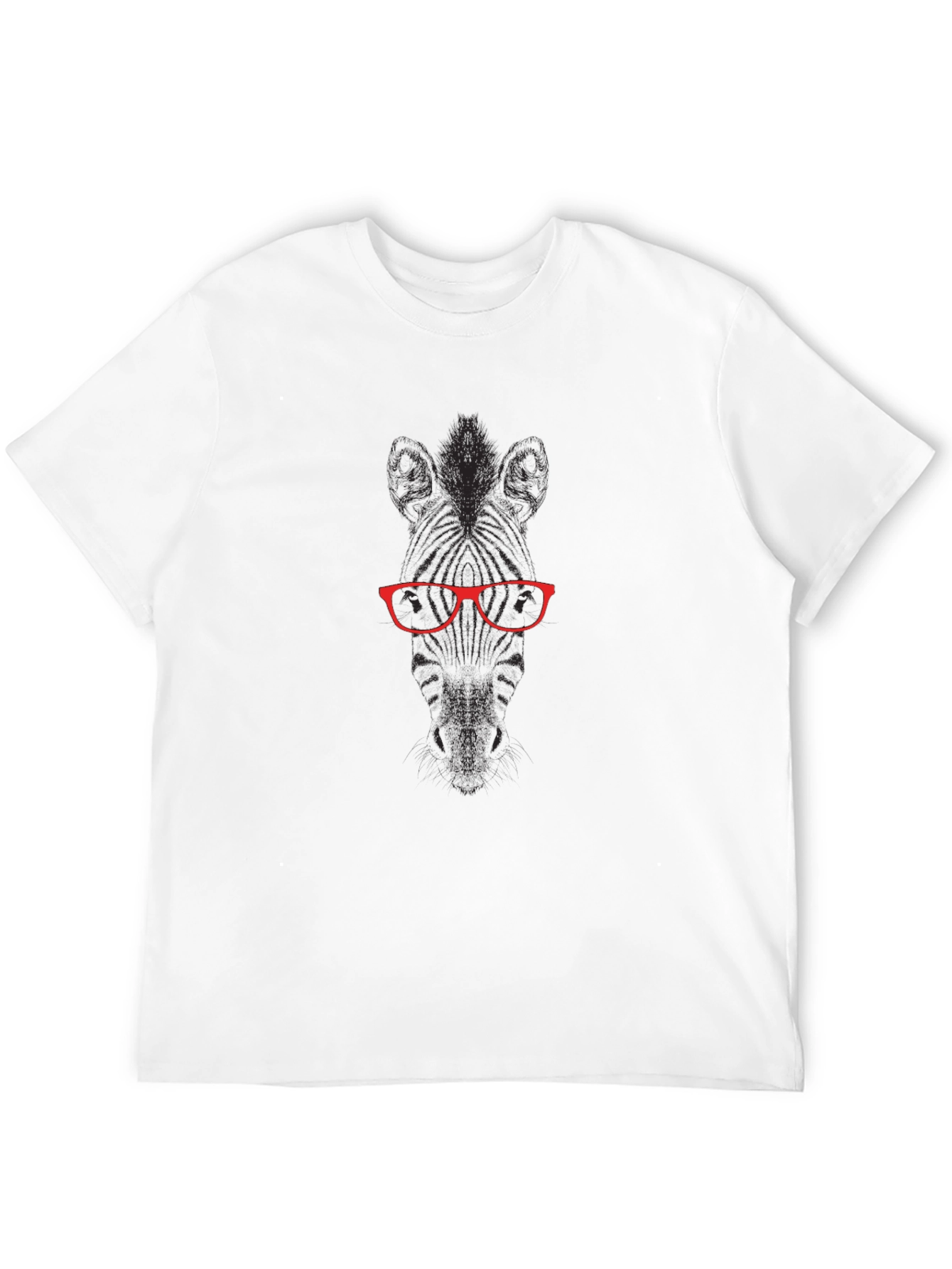Graphic Tee: Zebra with Red Glasses Black T-Shirt