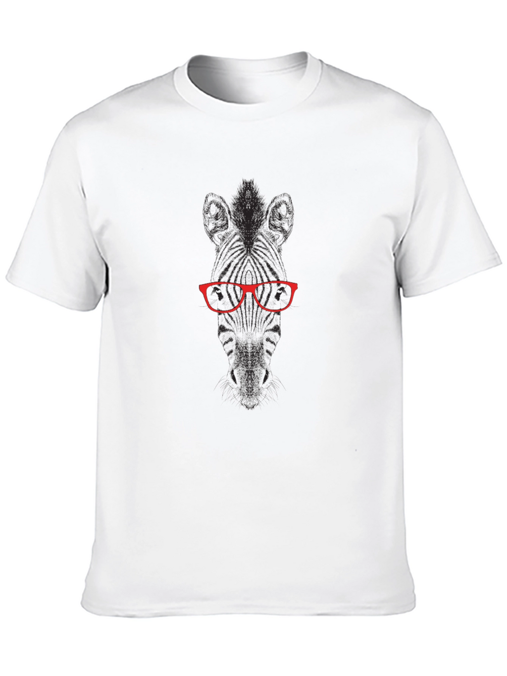 Graphic Tee: Zebra with Red Glasses Black T-Shirt