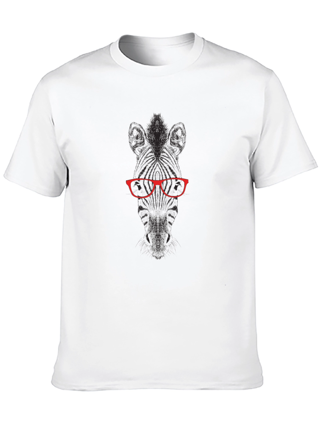 Graphic Tee: Zebra with Red Glasses Black T-Shirt