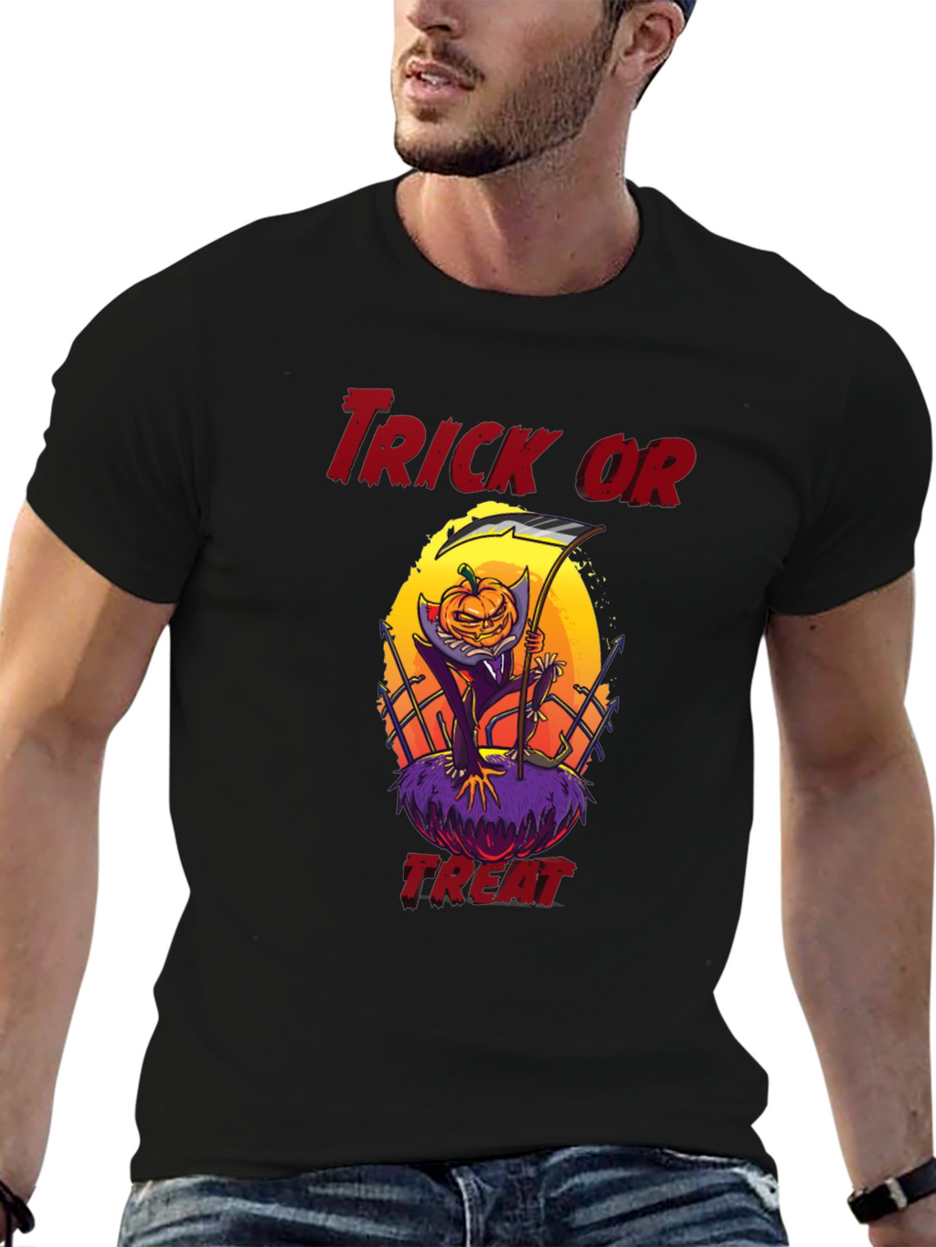 Halloween Trick or Treat Pumpkin Reaper T-Shirt