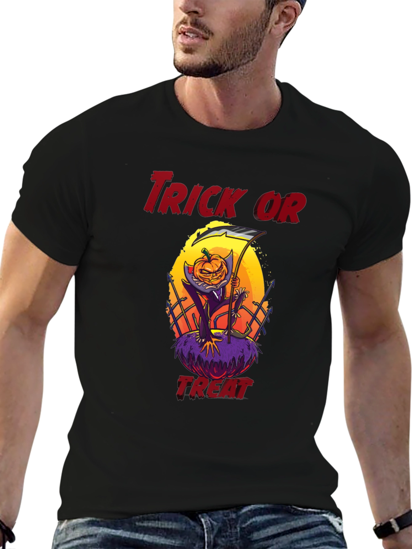 Halloween Trick or Treat Pumpkin Reaper T-Shirt