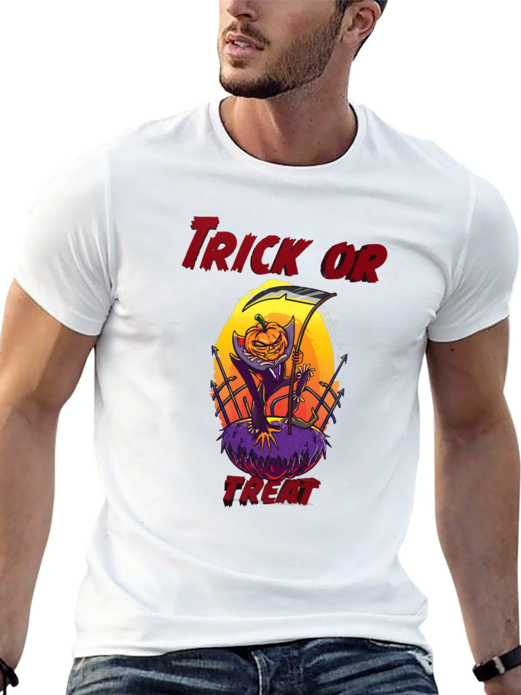 Halloween Trick or Treat Pumpkin Reaper T-Shirt