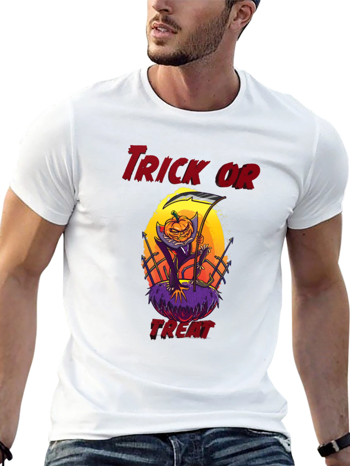 Halloween Trick or Treat Pumpkin Reaper T-Shirt