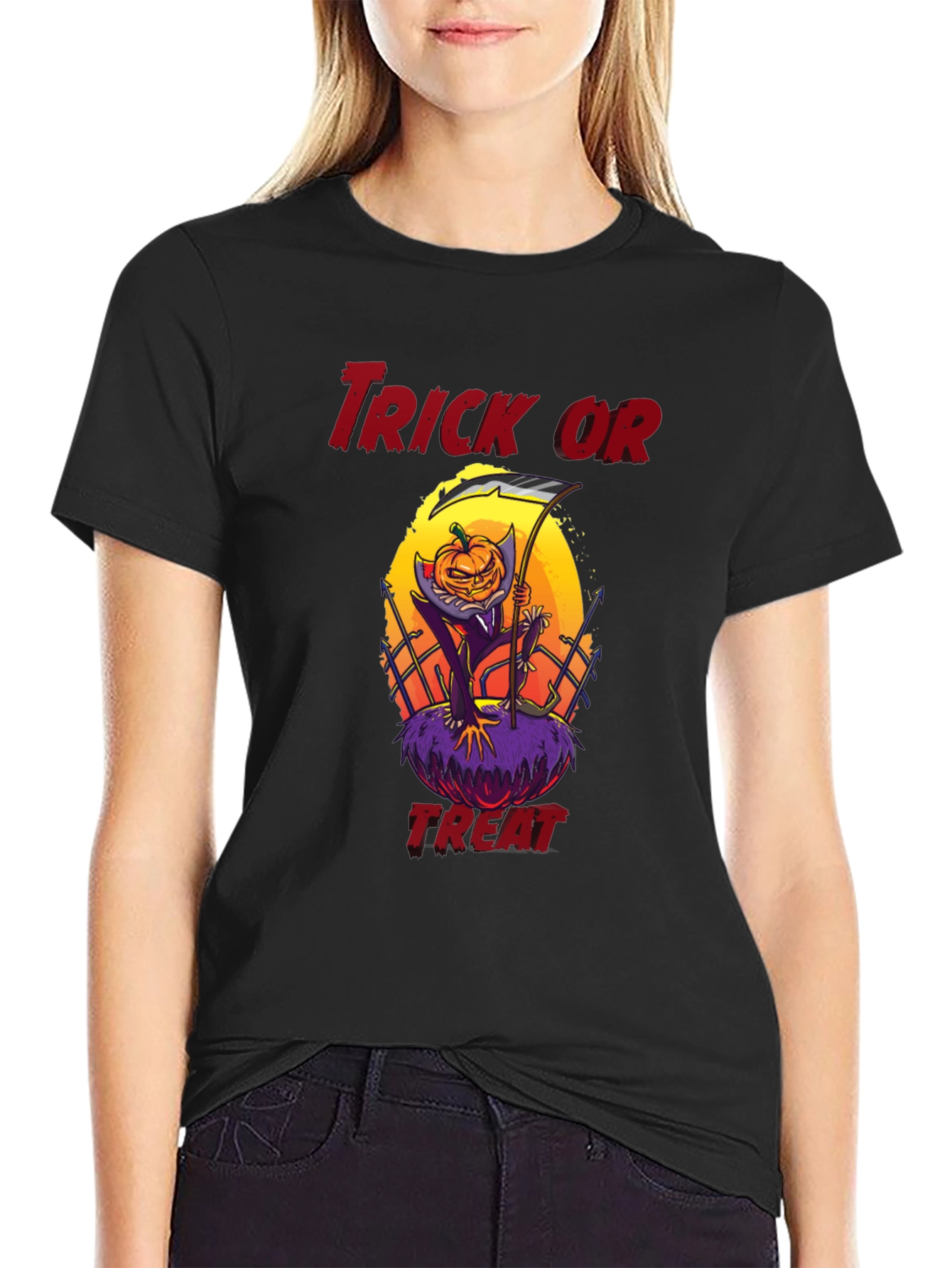 Halloween Trick or Treat Pumpkin Reaper T-Shirt