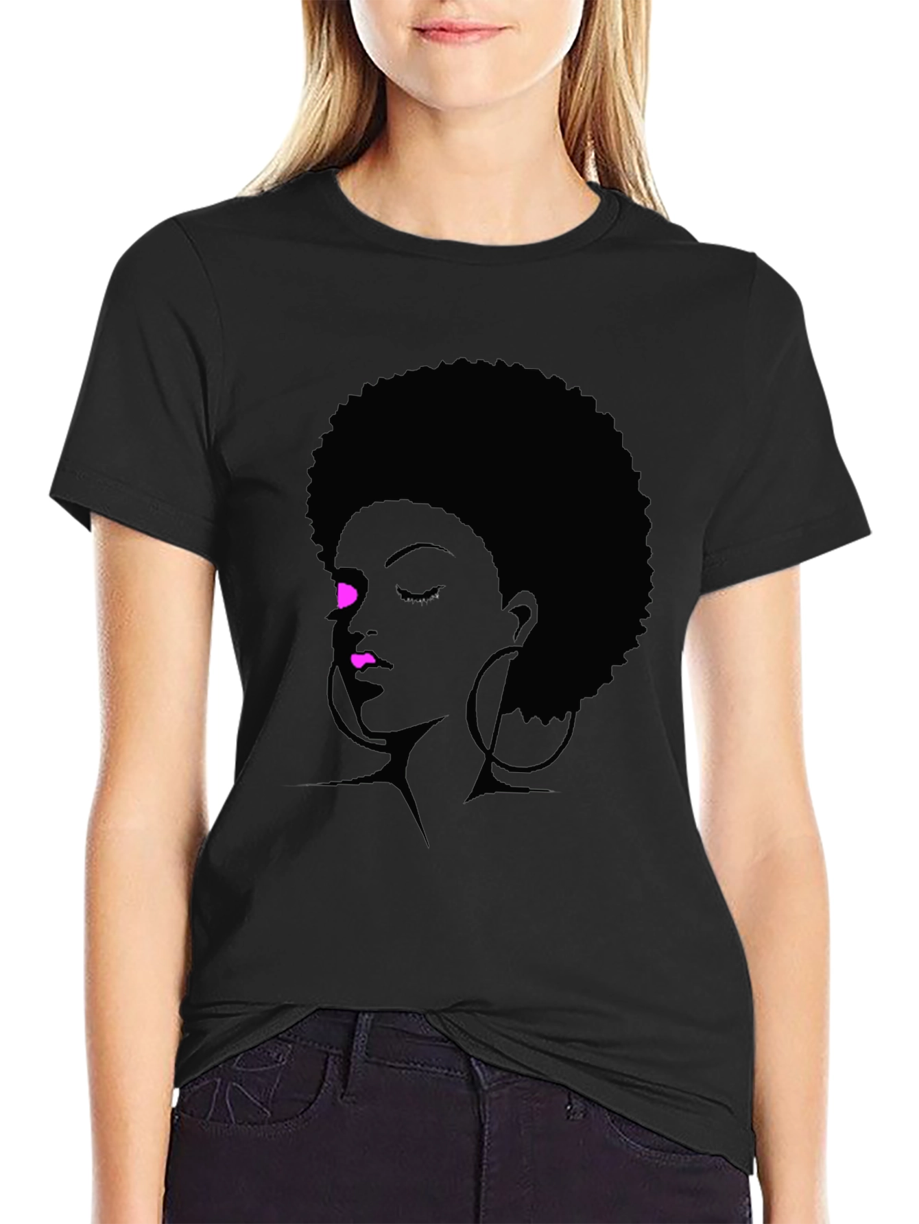 Afro Silhouette Tee - Black Graphic T-Shirt